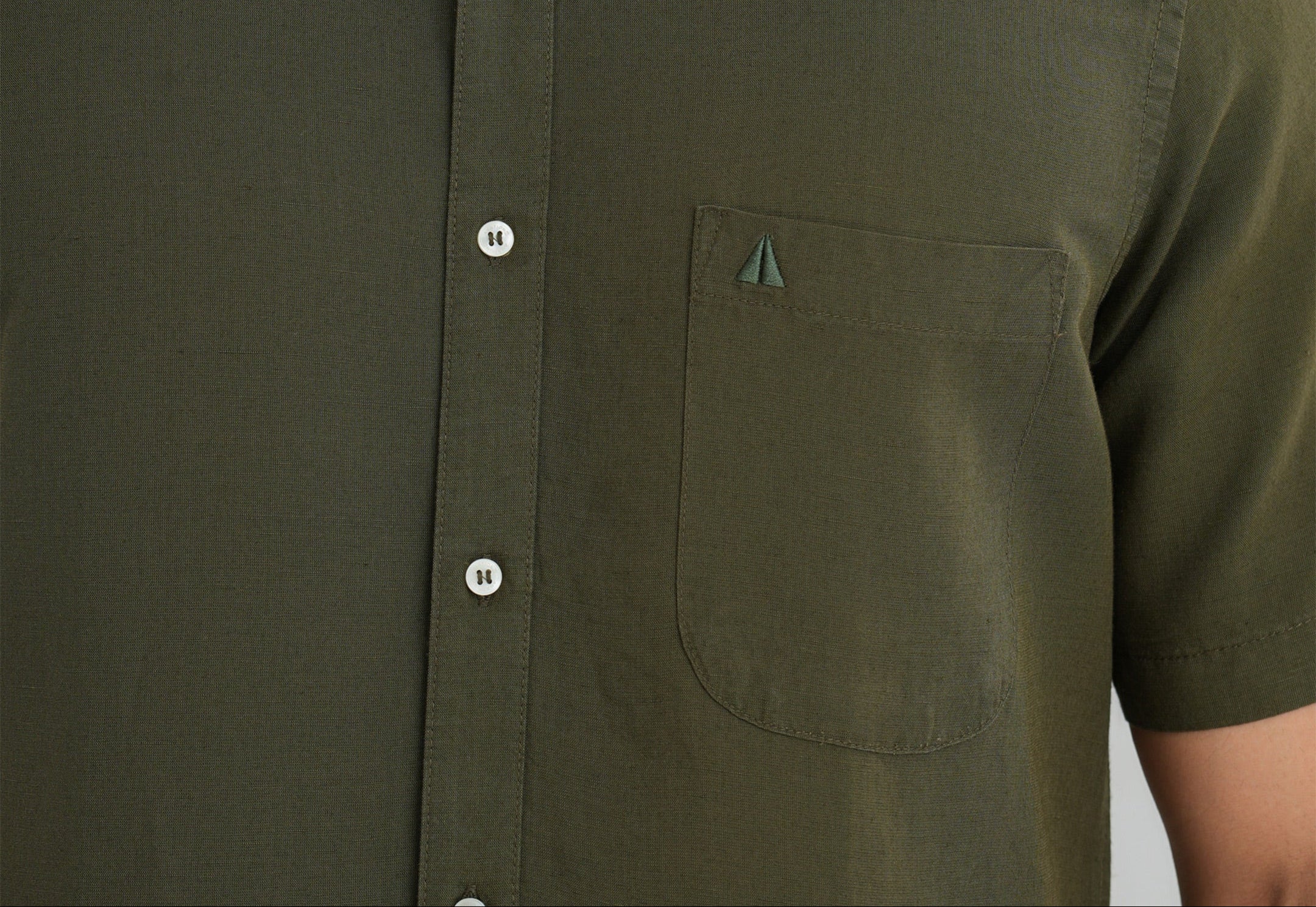 AnationZ Fluid Linen Short Sleeve Shirt - Olive Ground Sri Lanka