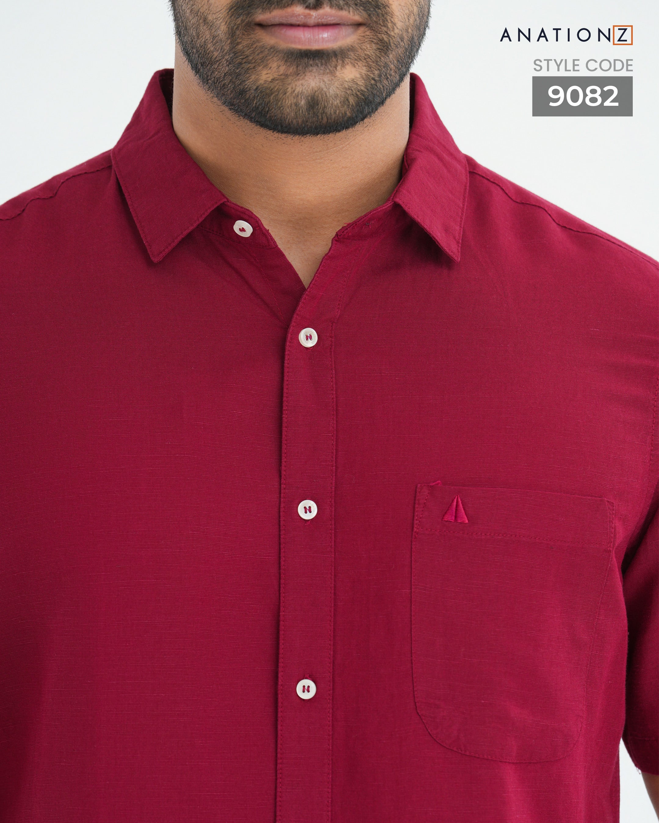 AnationZ Fluid Linen Short Sleeve Shirt - Terracotta Flame Sri Lanka