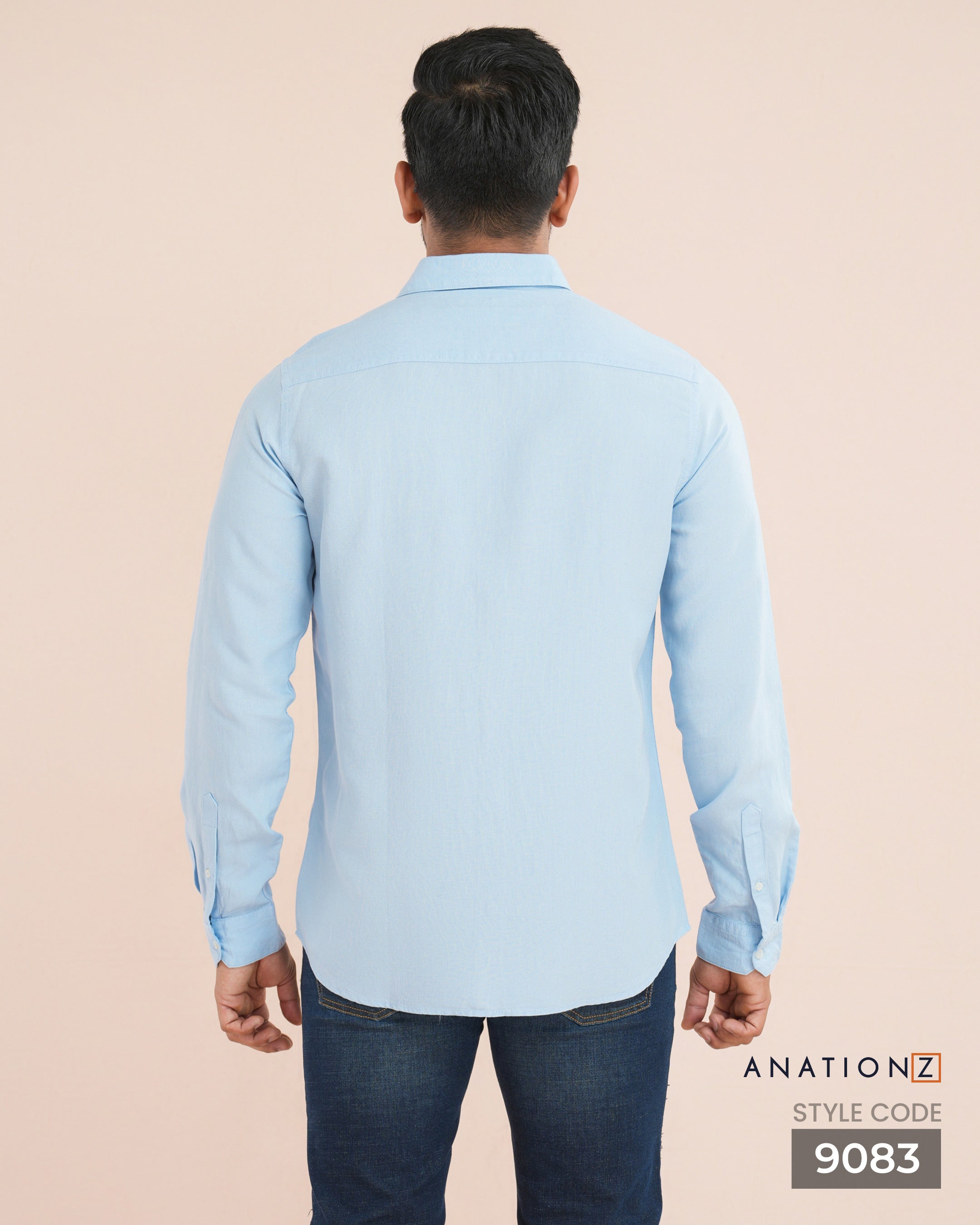 Viscose Linen Long Sleeve Shirt - Sky Blue