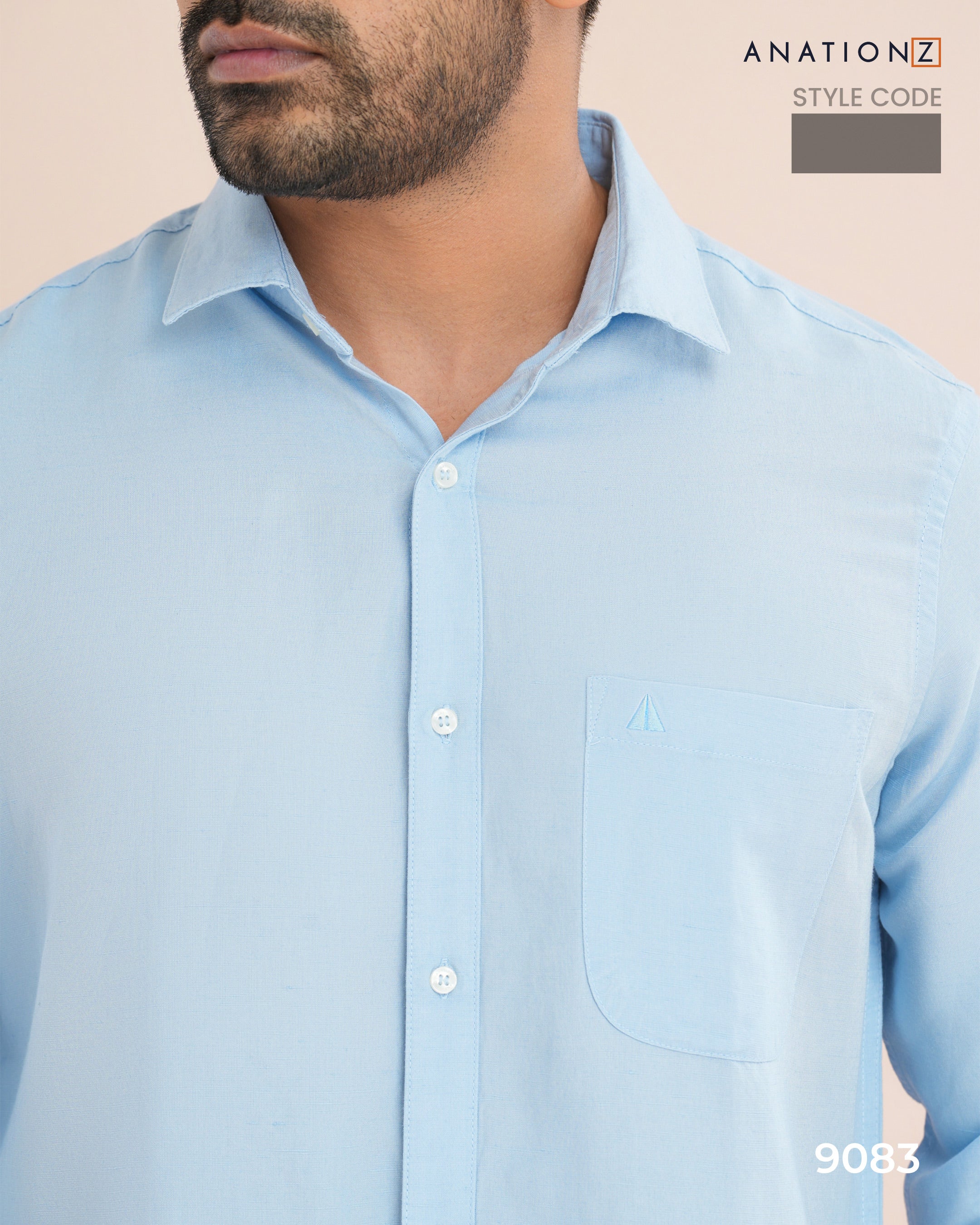 Viscose Linen Long Sleeve Shirt - Sky Blue