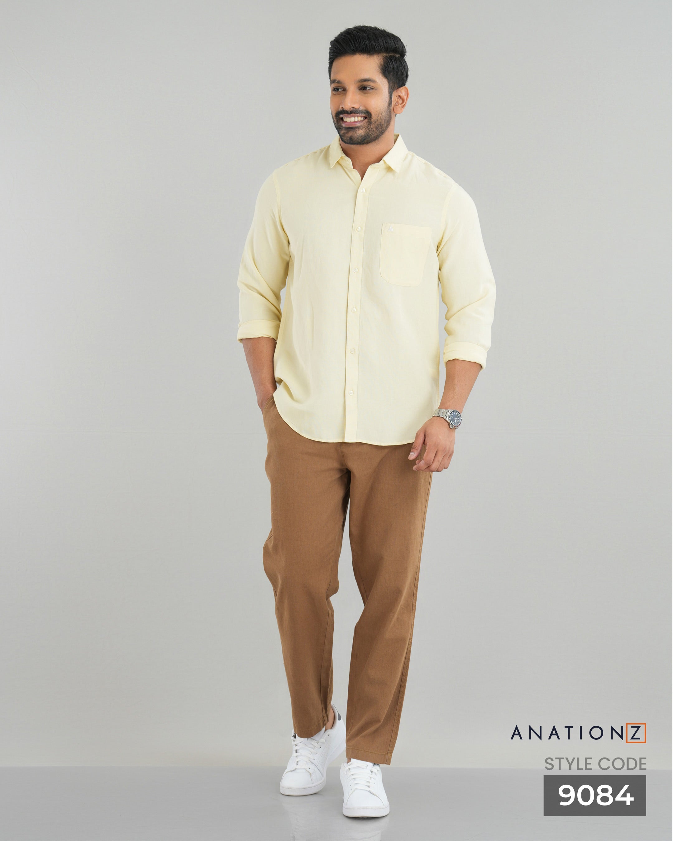 Viscose Linen Long Sleeve Shirt - Ivory