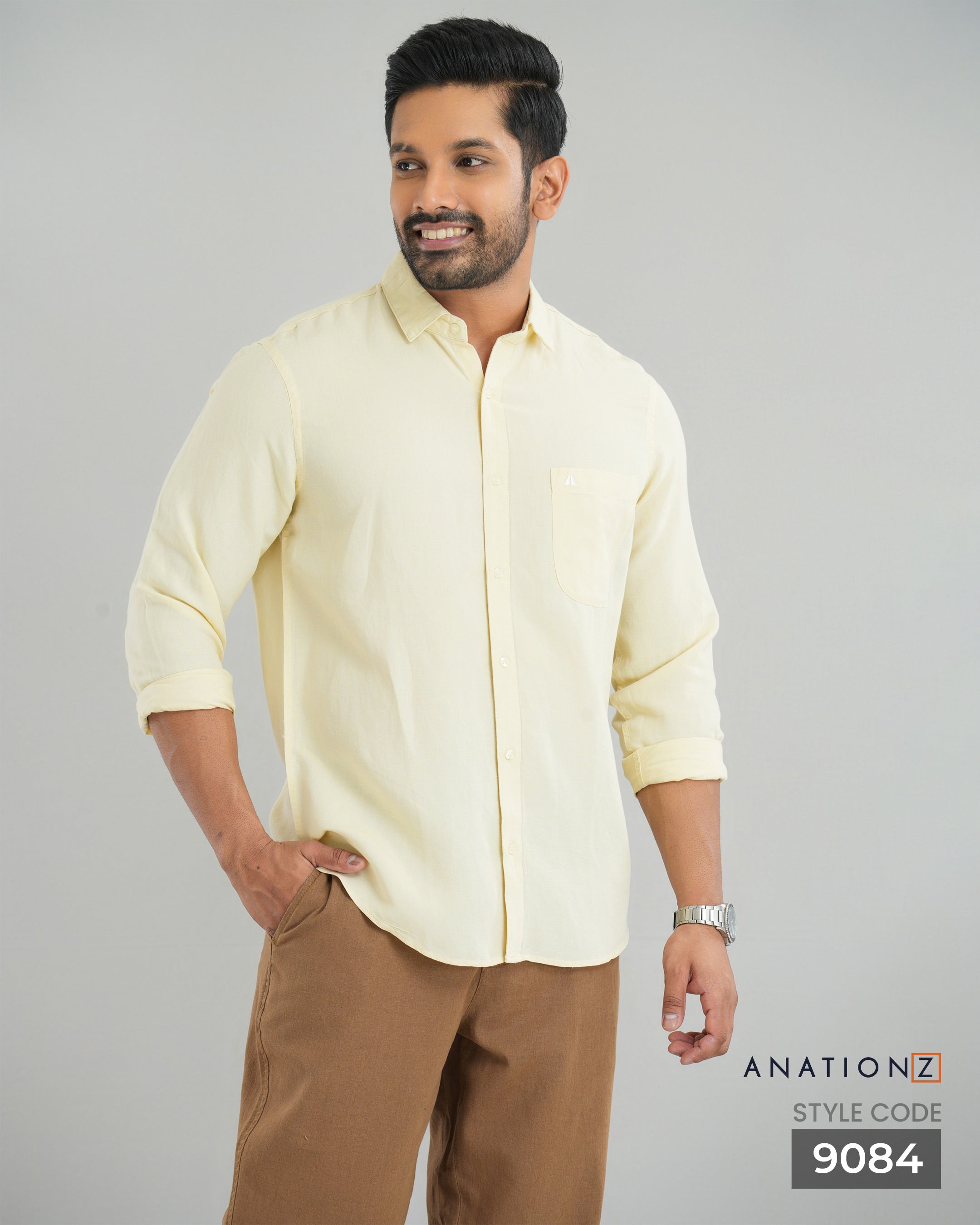 Viscose Linen Long Sleeve Shirt - Ivory