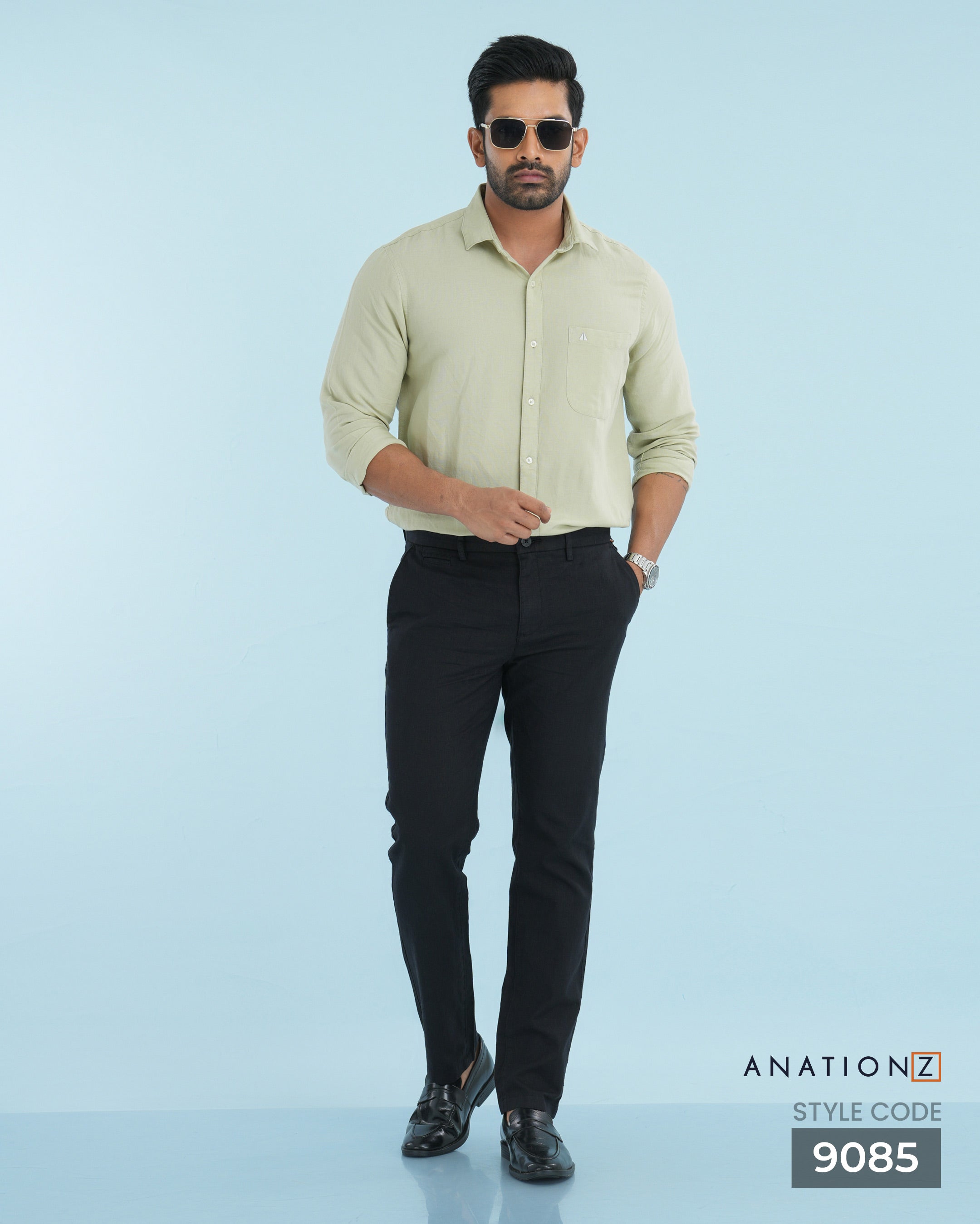 Viscose Linen Long Sleeve Shirt - Sage
