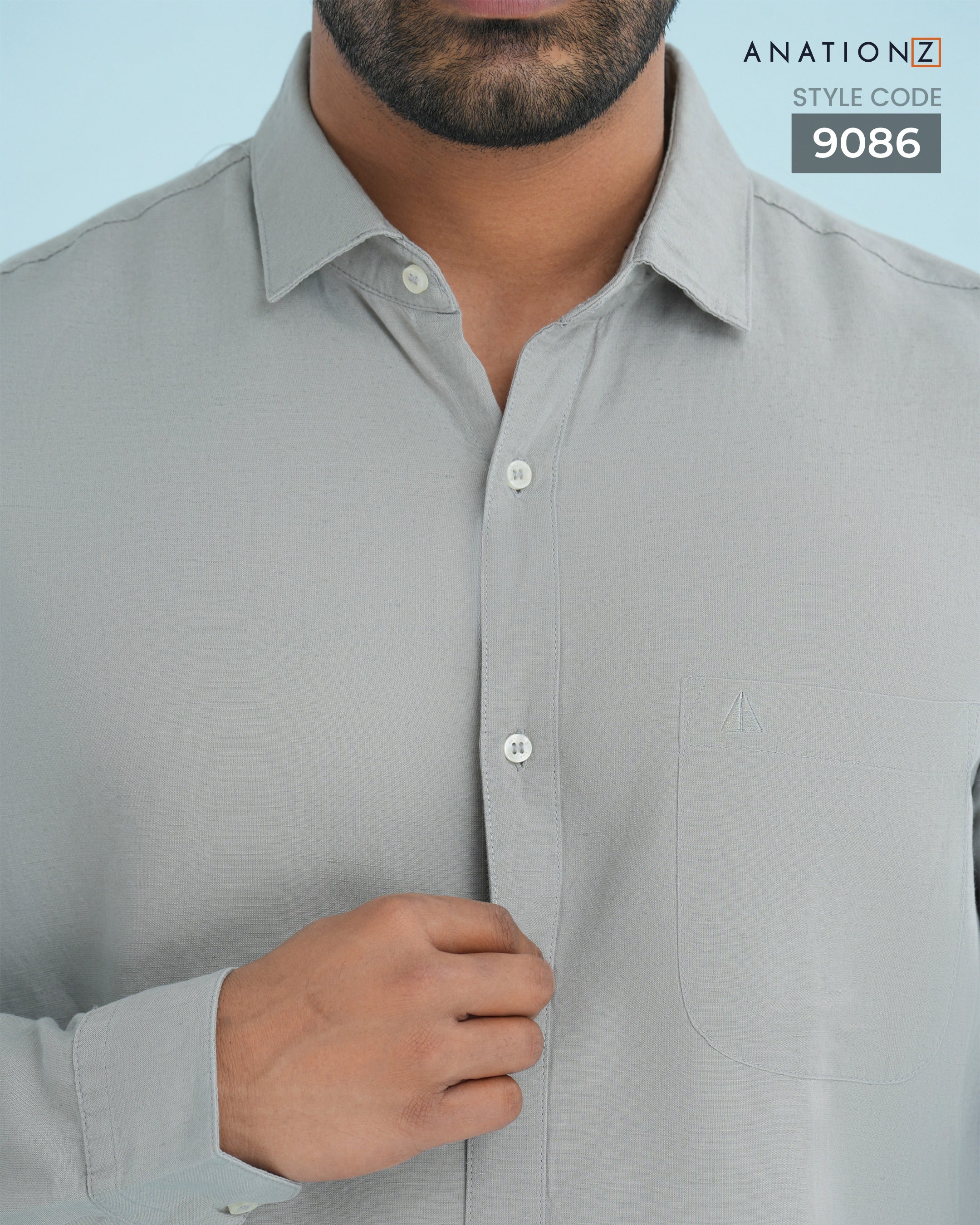 AnationZ Fluid Linen Long Sleeve Shirt - Stone Fog Sri Lanka
