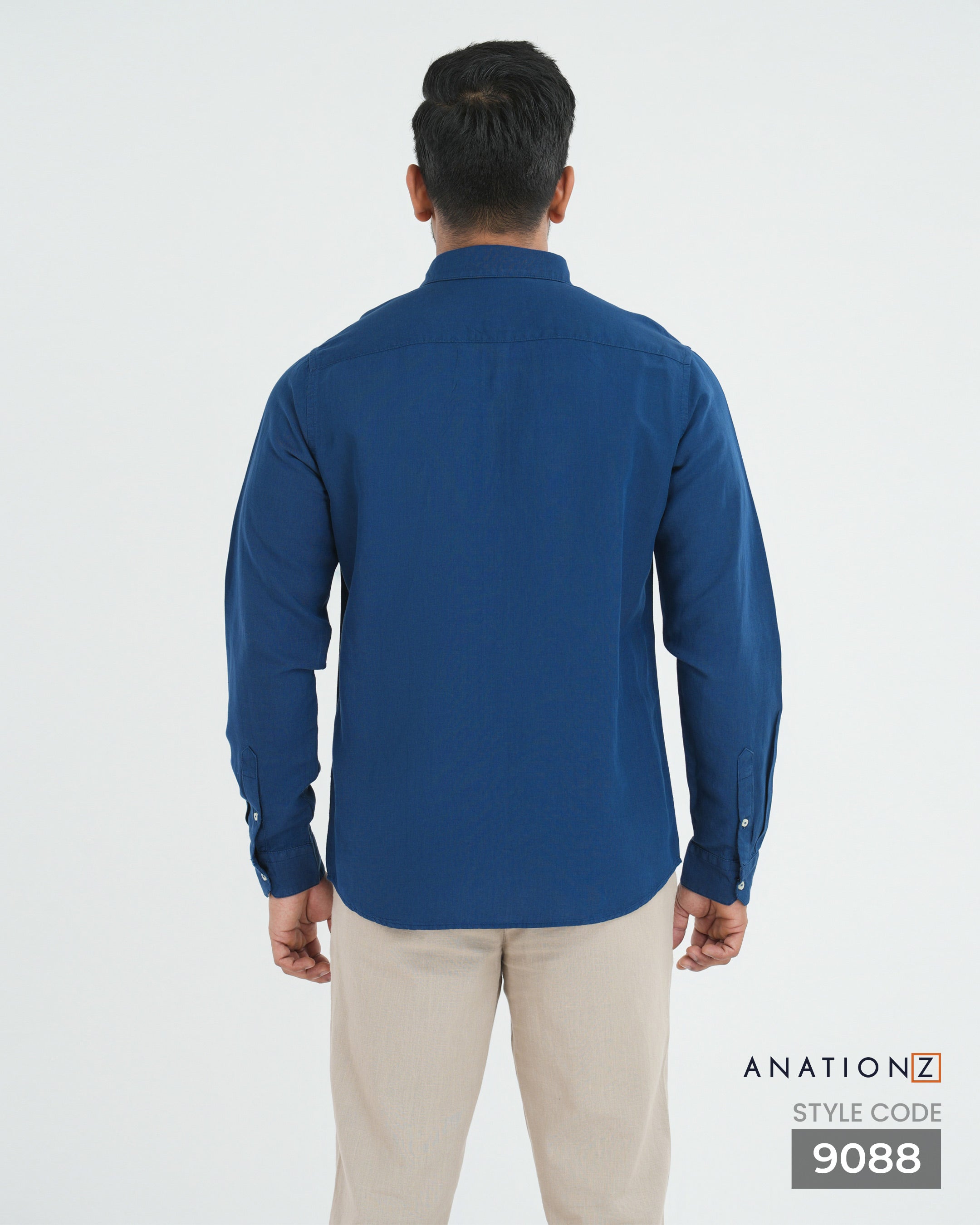 AnationZ Fluid Linen Long Sleeve Shirt - Atlantic Blue Sri Lanka