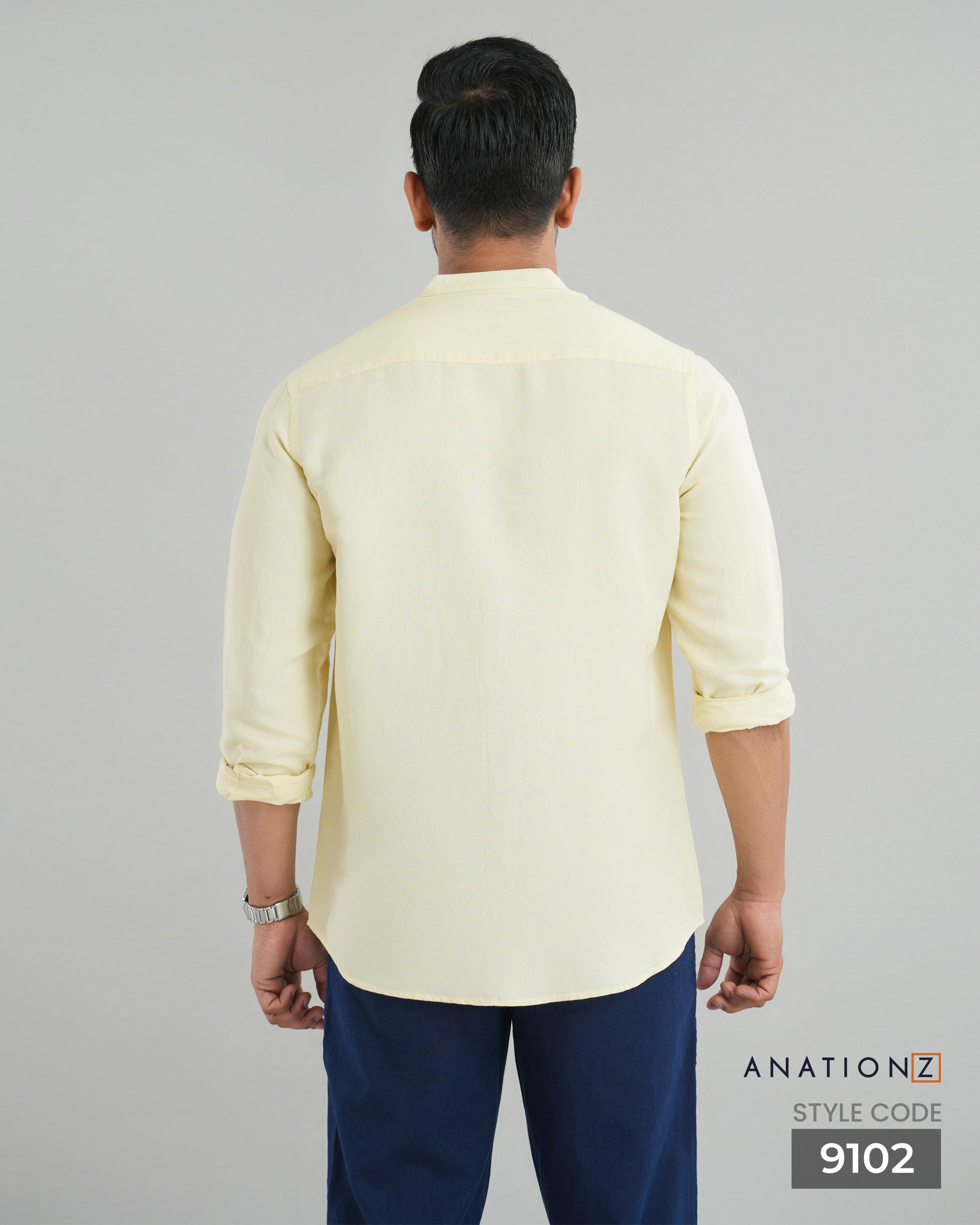 AnationZ Fluid Linen Chinese Collar Shirt - Aged Ivory Sri Lanka
