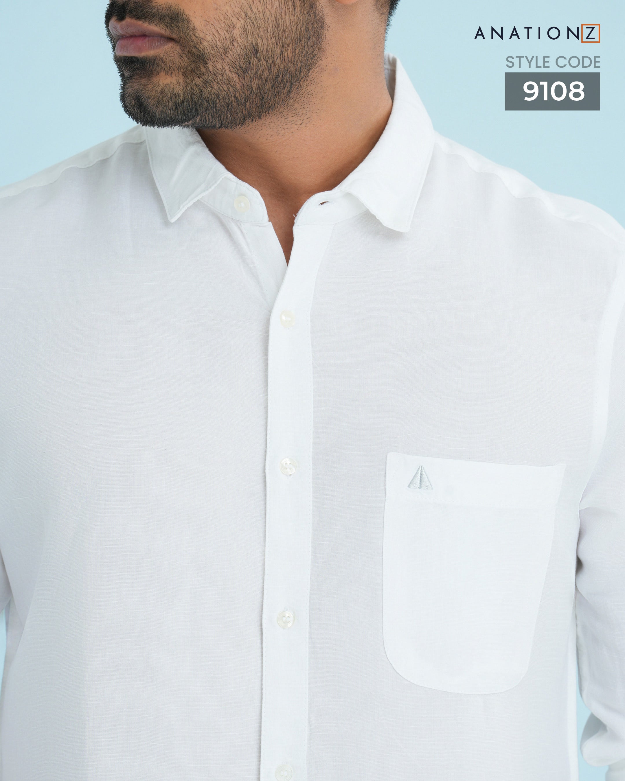 AnationZ Fluid Linen Long Sleeve Shirt - Alpine White Sri Lanka