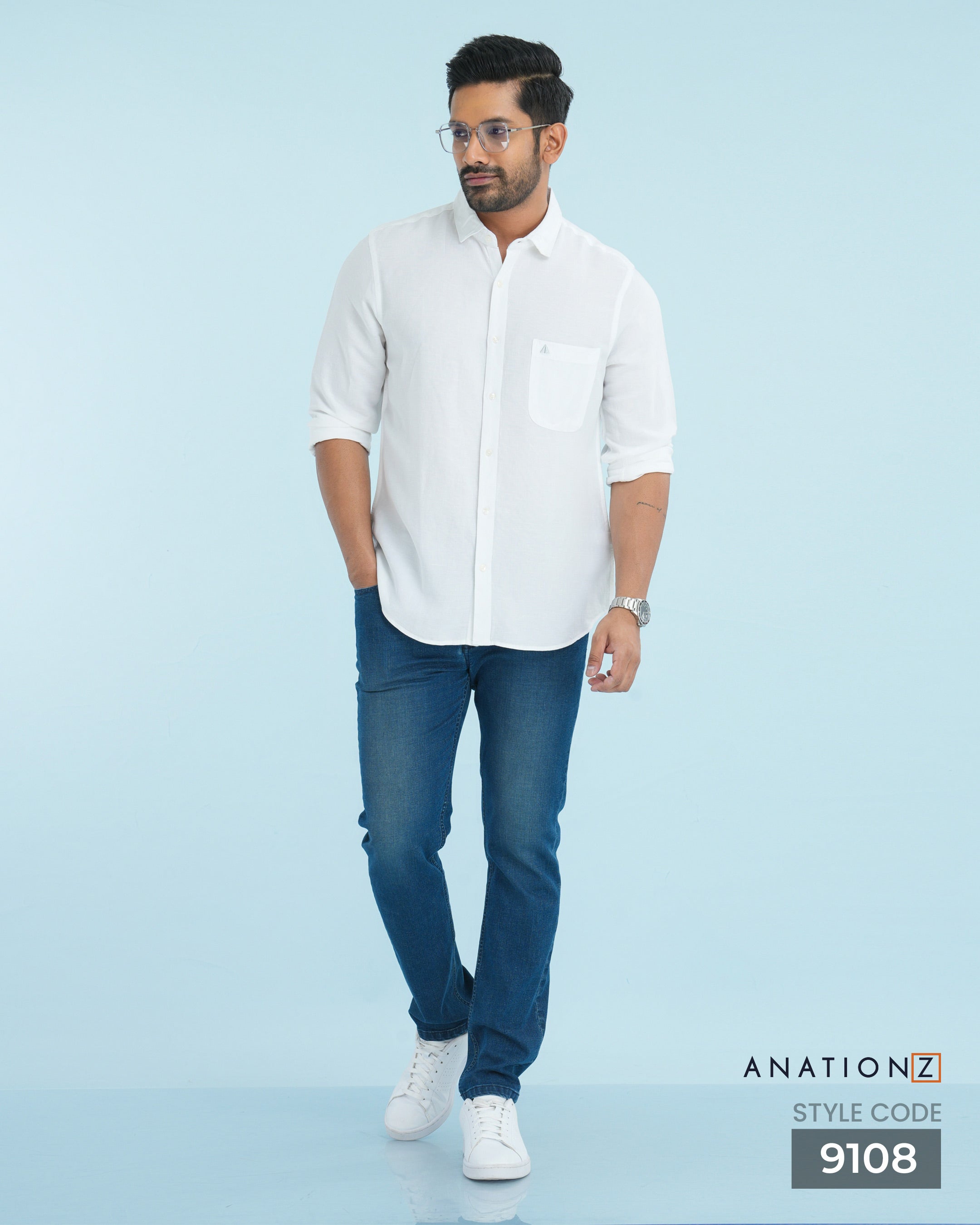 AnationZ Fluid Linen Long Sleeve Shirt - Alpine White Sri Lanka