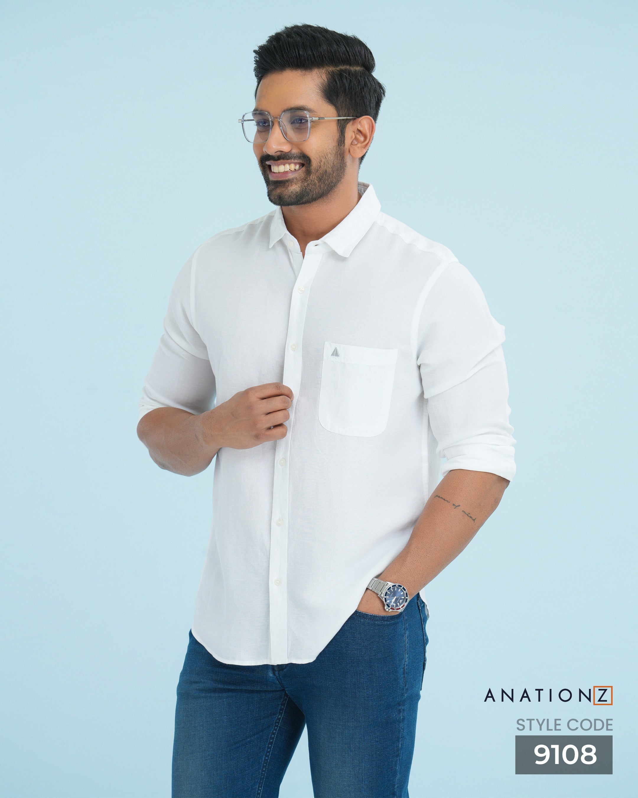 AnationZ Fluid Linen Long Sleeve Shirt - Alpine White Sri Lanka