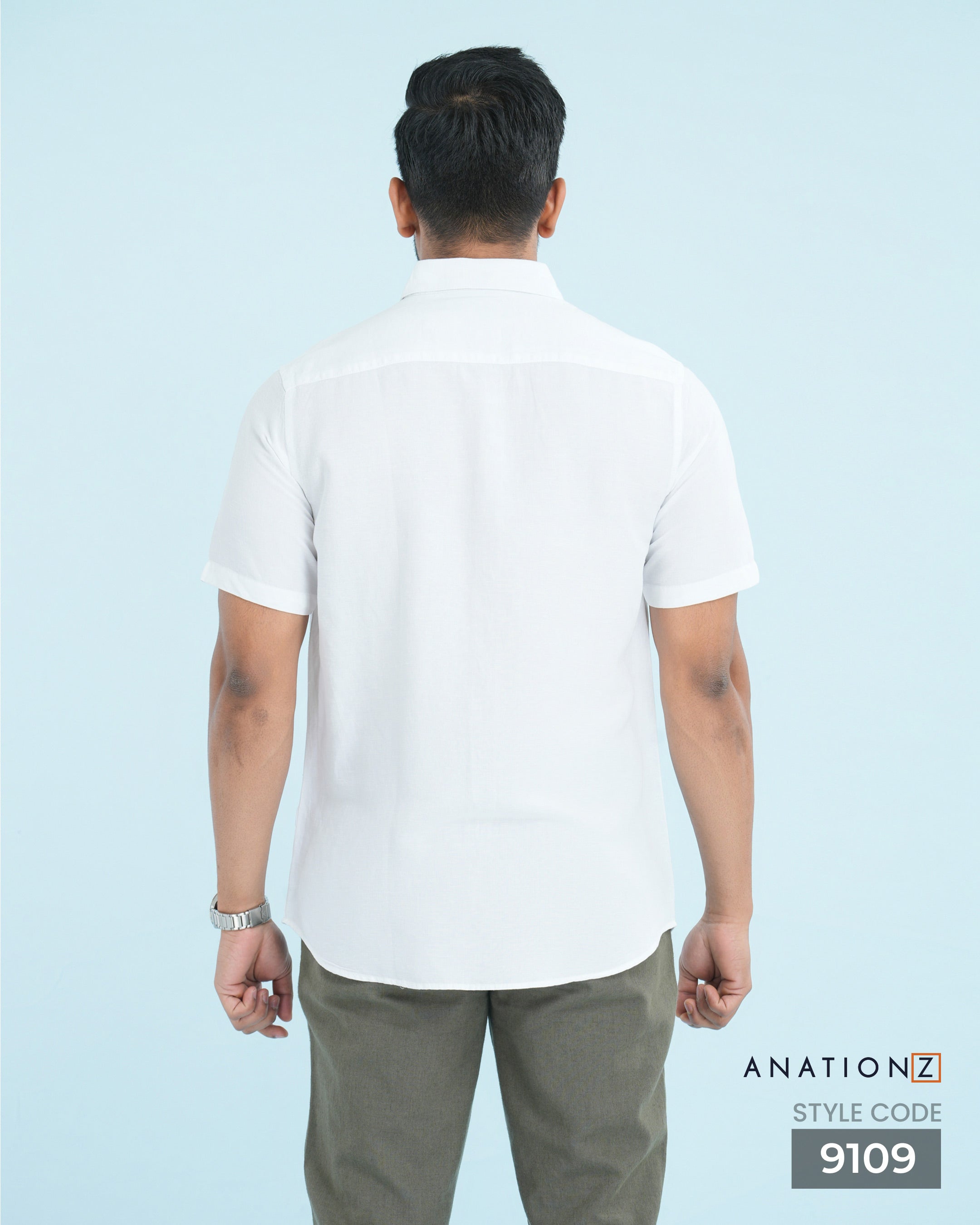 AnationZ Fluid Linen Short Sleeve Shirt - Alpine White Sri Lanka