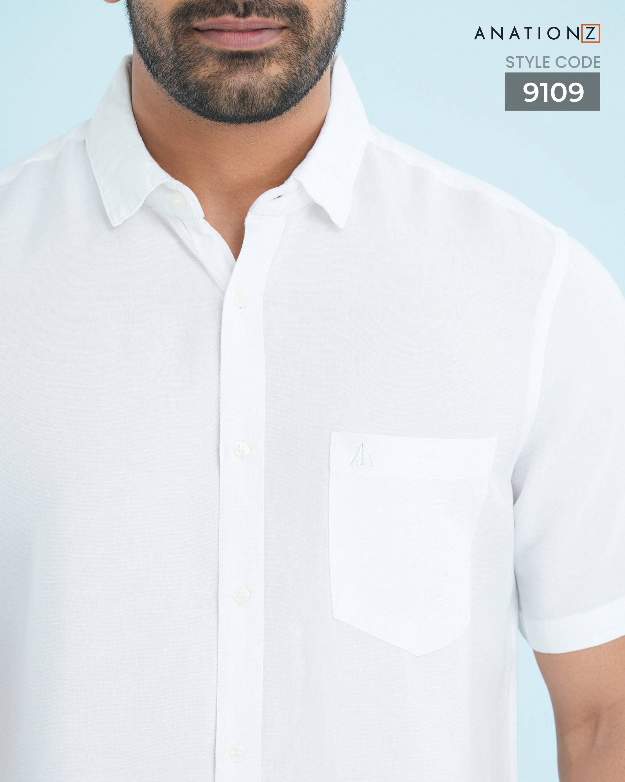 AnationZ Fluid Linen Short Sleeve Shirt - Alpine White Sri Lanka