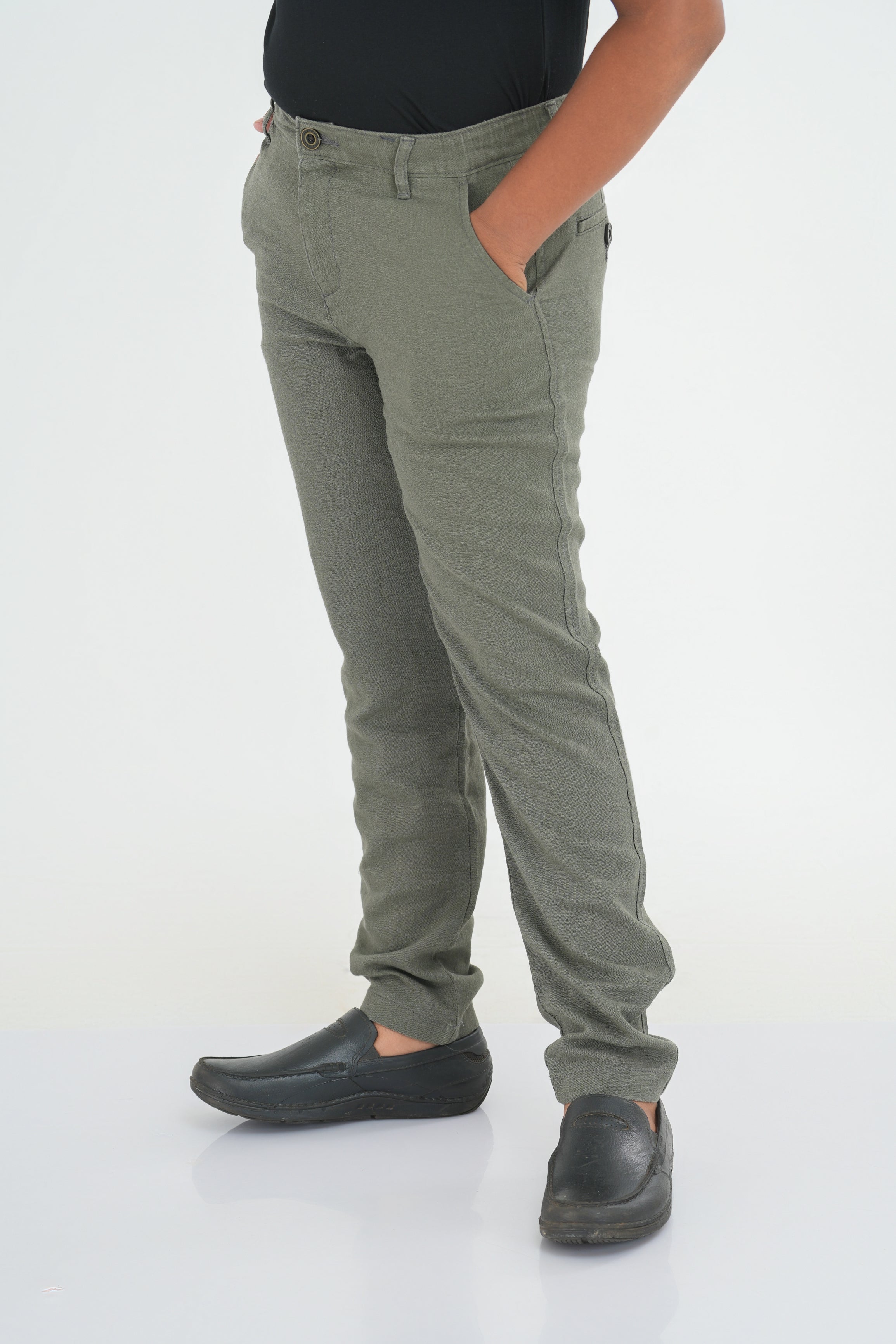 Kids' Linen Rayon Regular Pant – Olive | AnationZ Junior