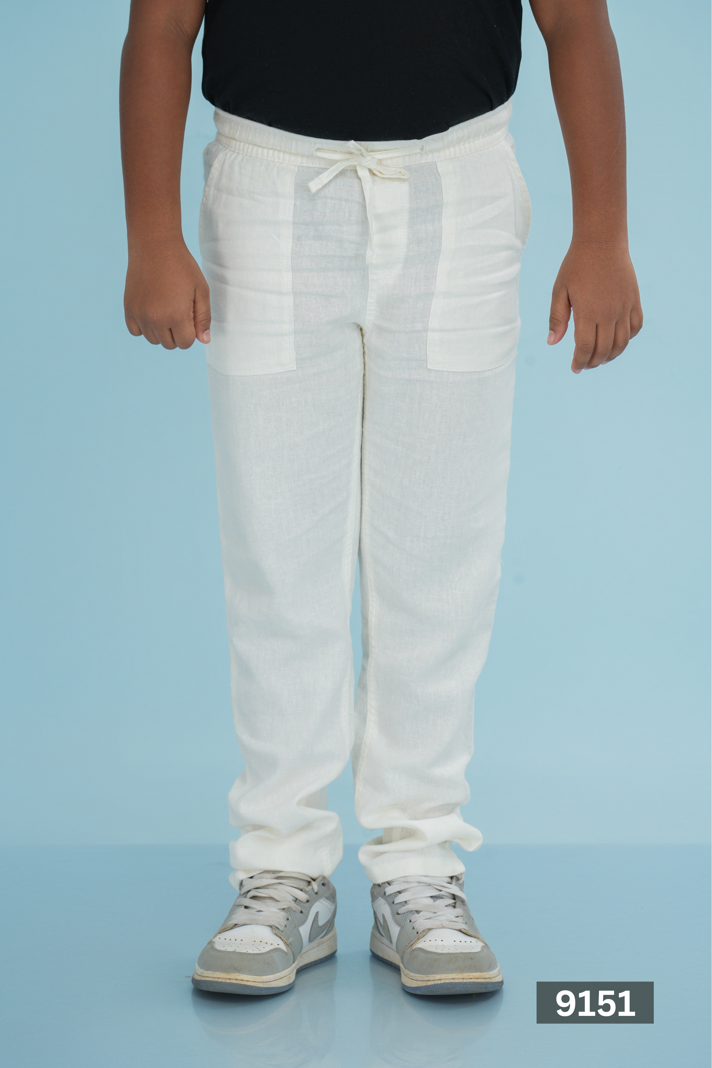 Kids' Linen Cotton Regular Pant – White | AnationZ Junior