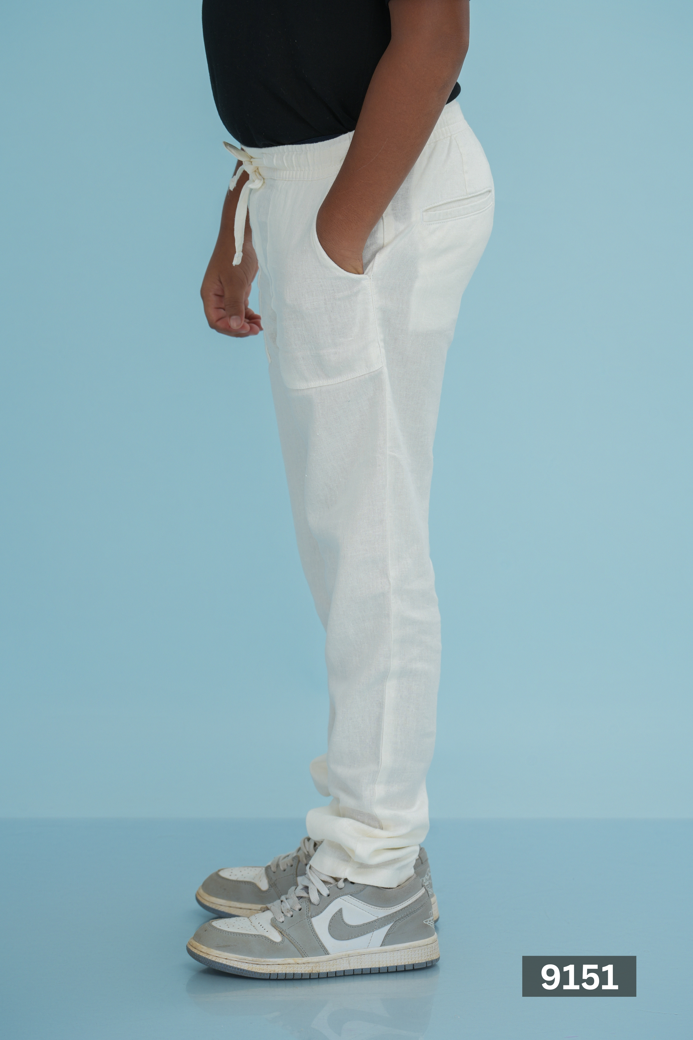 Kids' Linen Cotton Regular Pant – White | AnationZ Junior