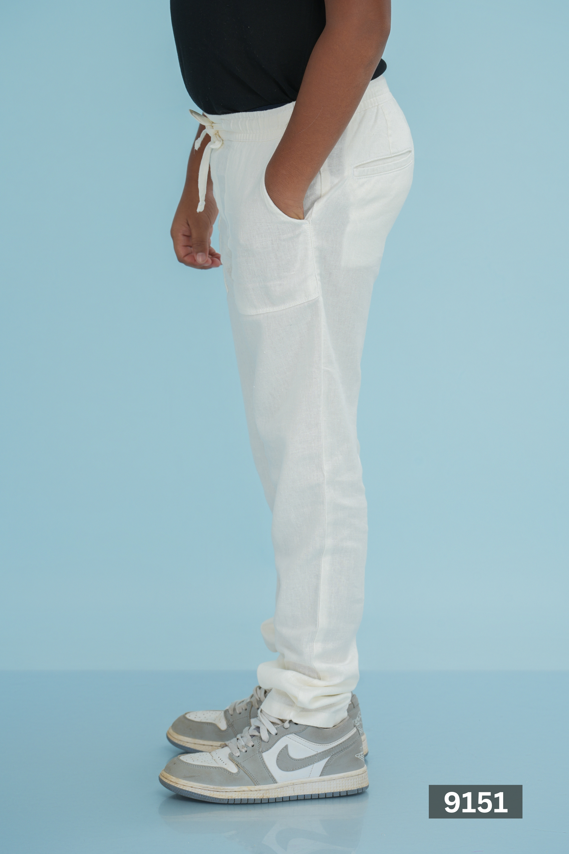 Kids' Linen Cotton Regular Pant – White | AnationZ Junior