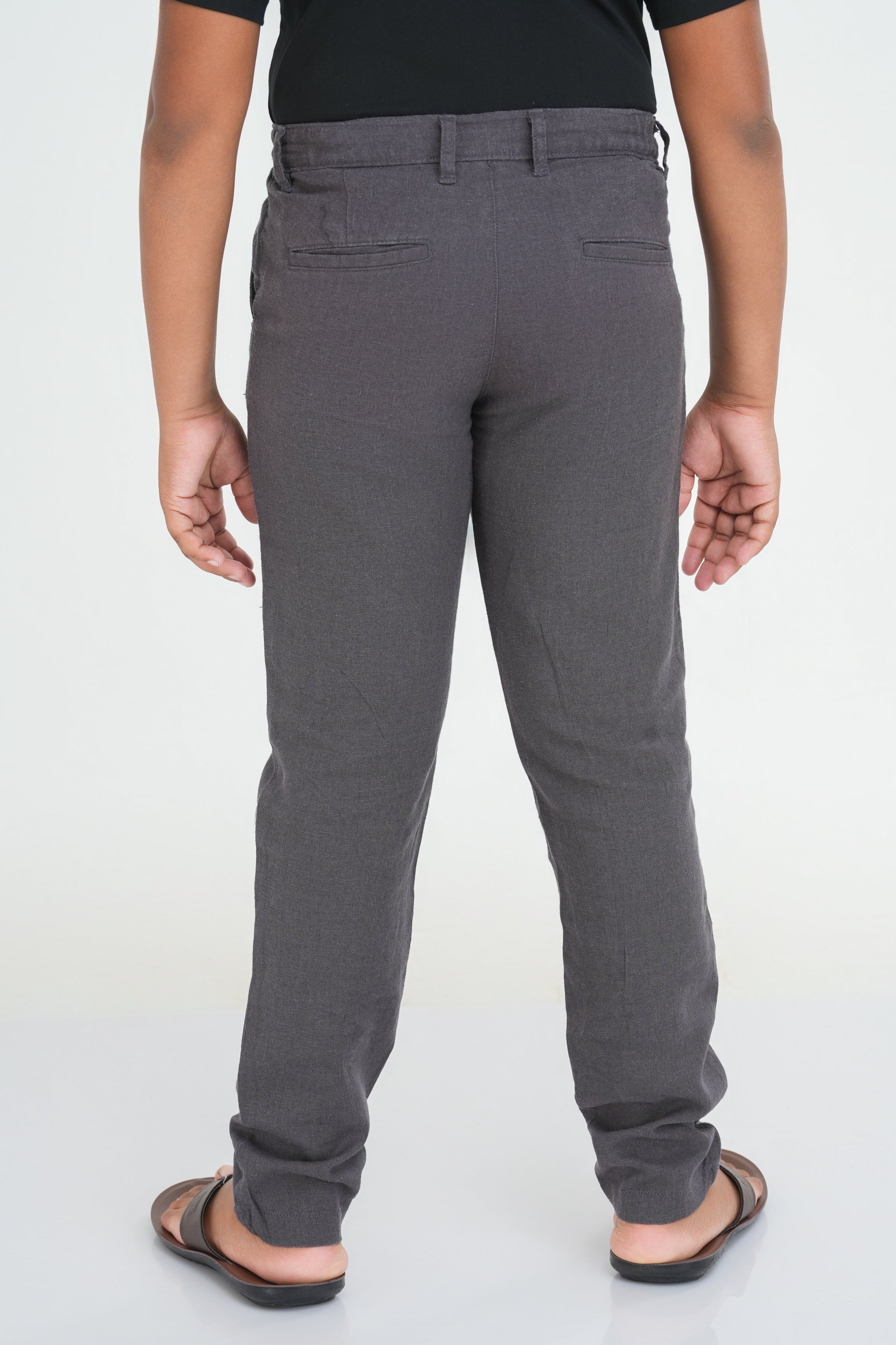 Kids' Linen Rayon Regular Pant – Dark Grey | AnationZ Junior