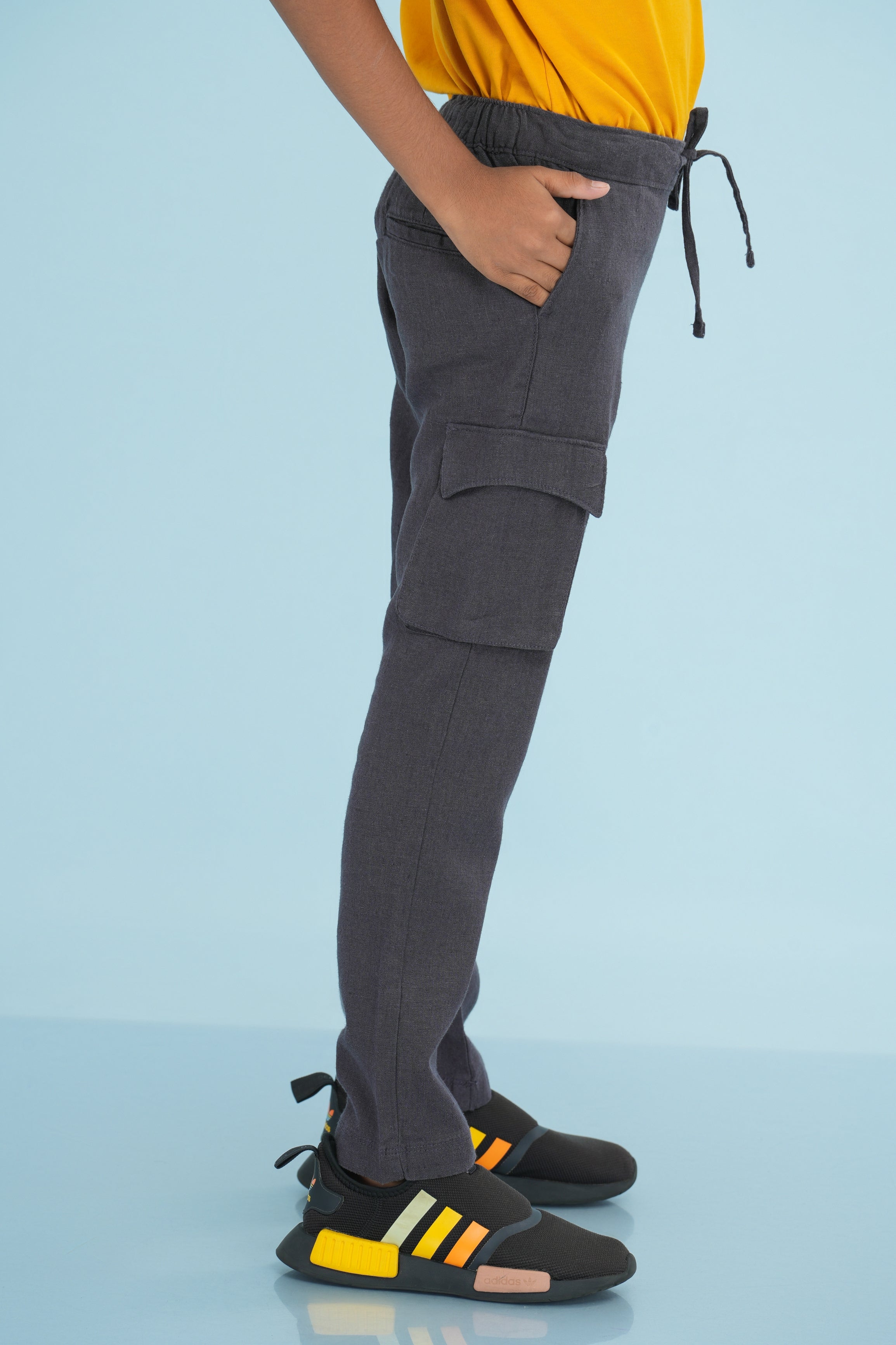 Kids' Linen Rayon Regular Pant – Dark Grey | AnationZ Junior
