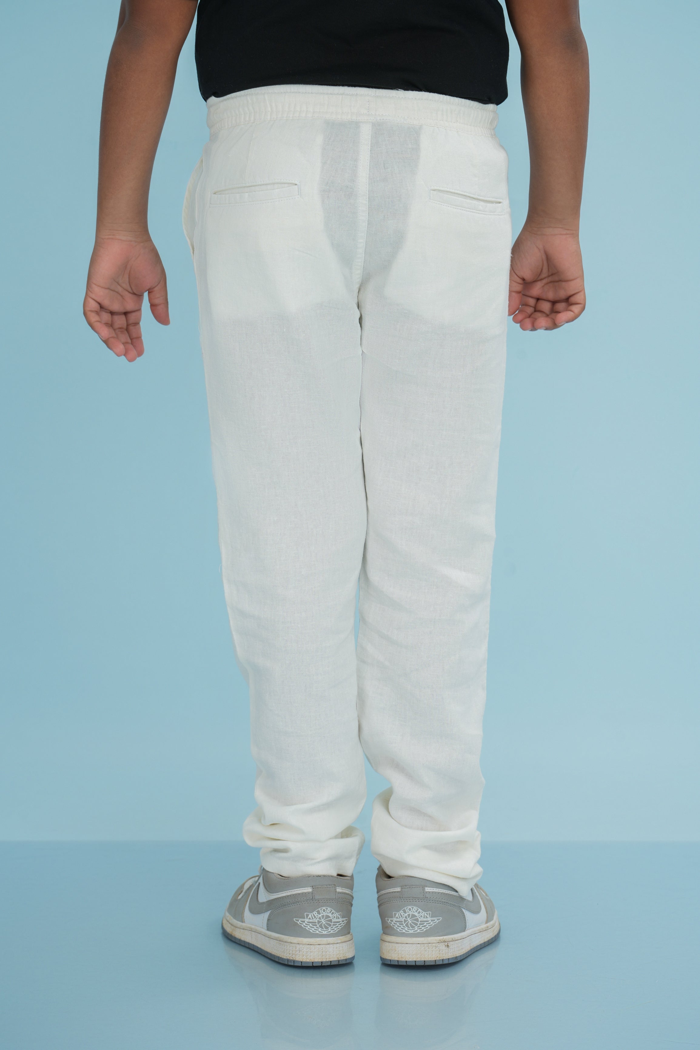 Kids' Linen Cotton Rayon Cargo Pant – White | AnationZ Junior
