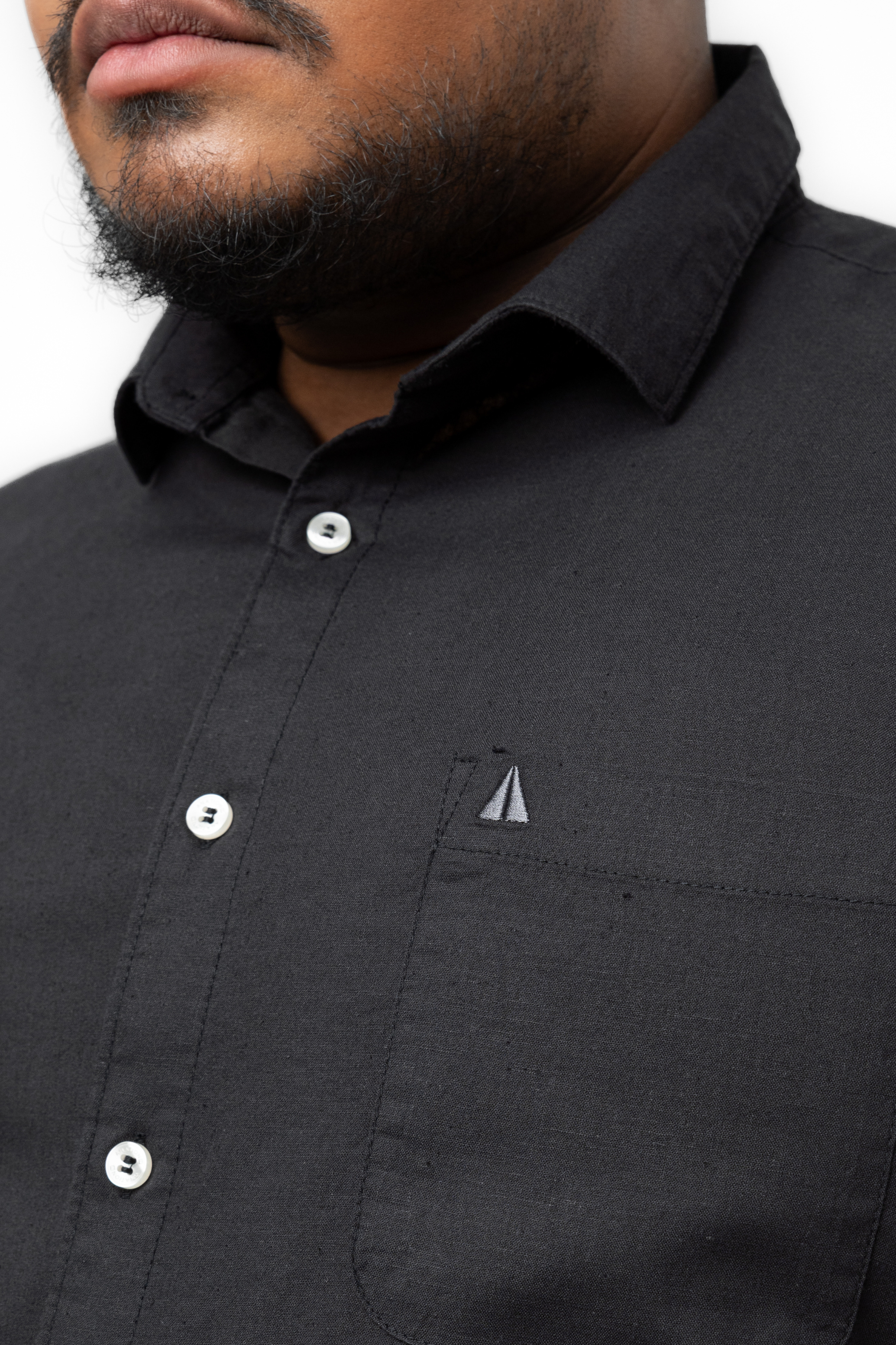 Plus Size Linen Cotton Shirt – Jet Black | AnationZ