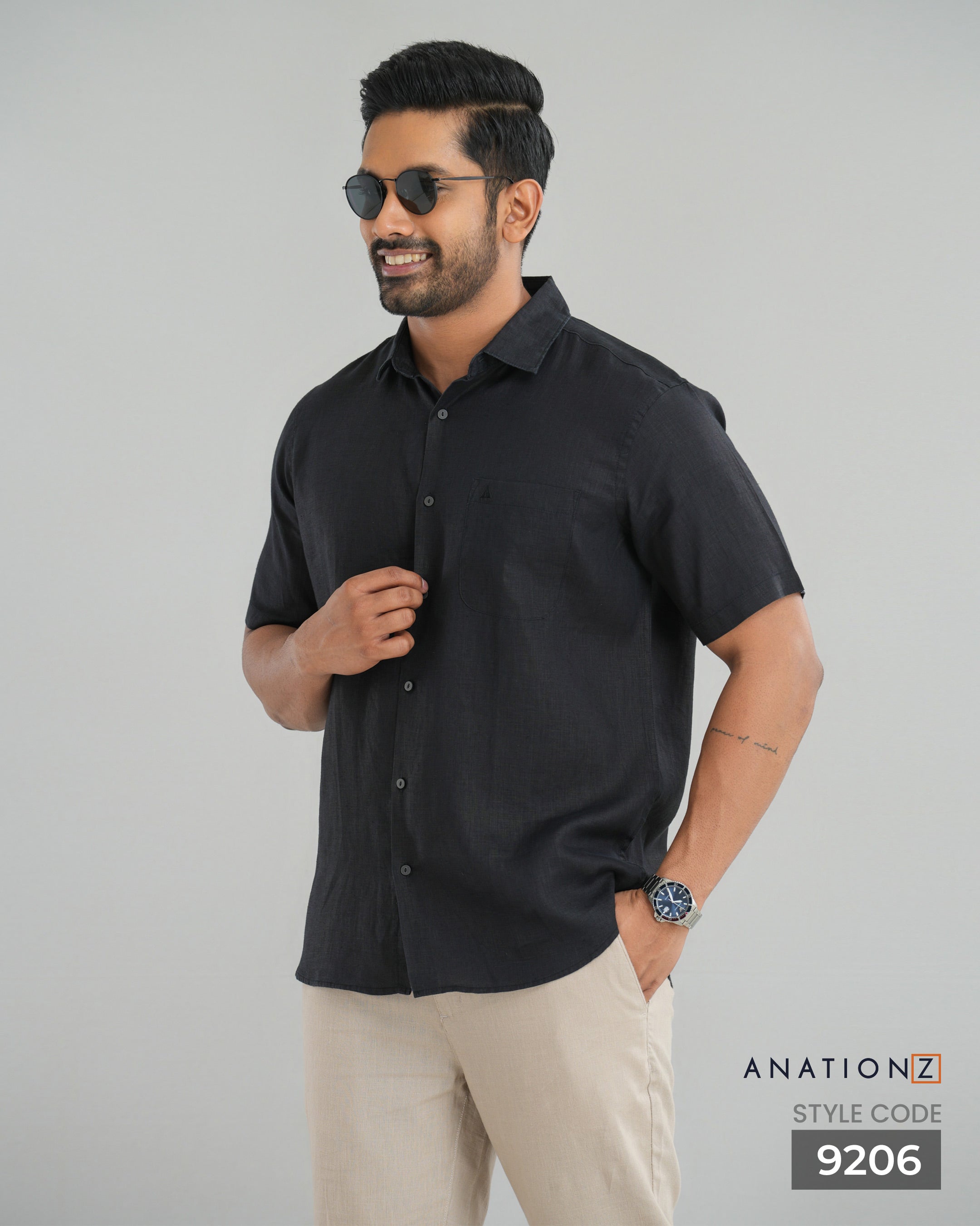 Premium Hemp Short Sleeve Shirt - Black