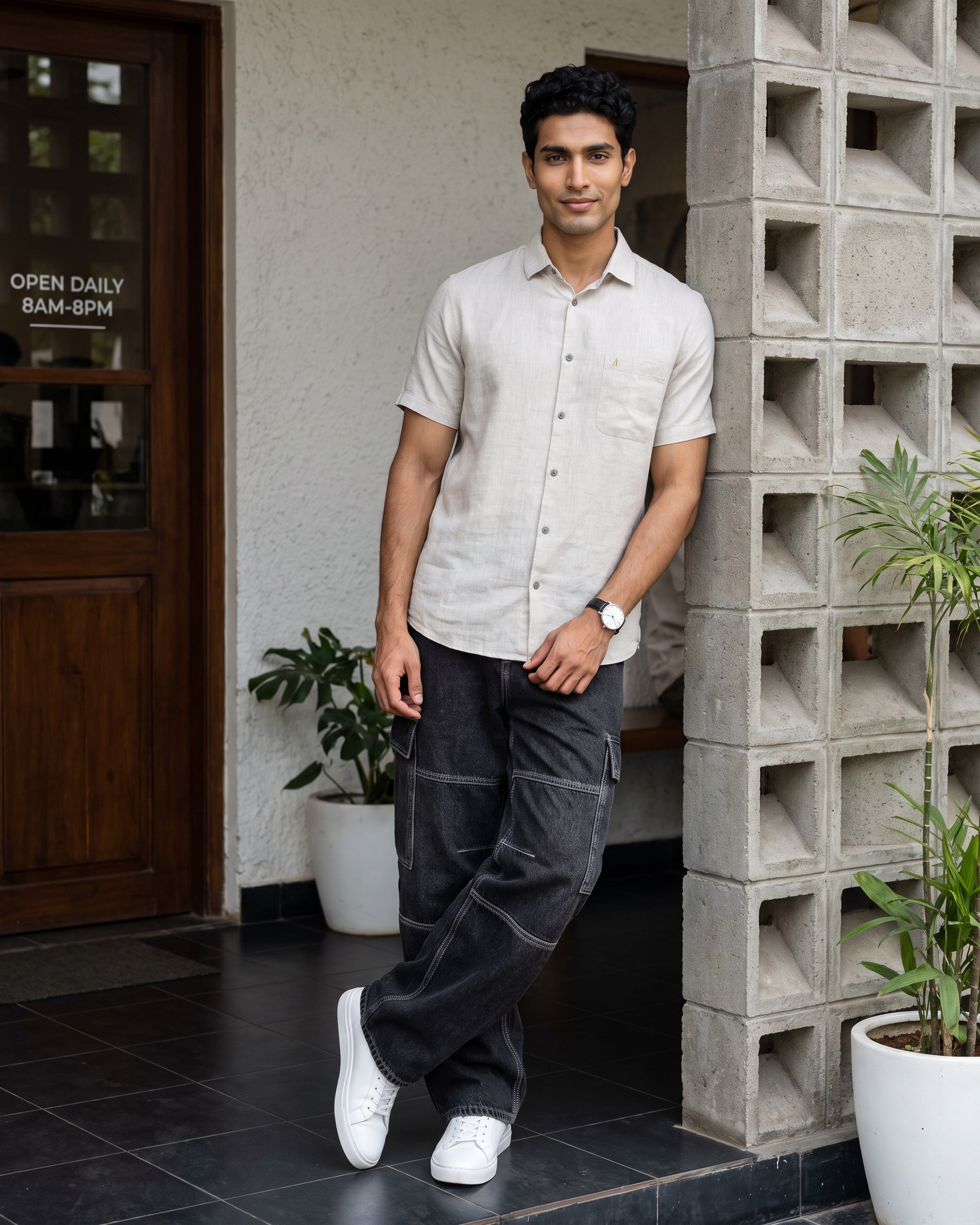 AnationZ Reserve Hemp Short Sleeve Shirt - Raw Canvas Sri Lanka