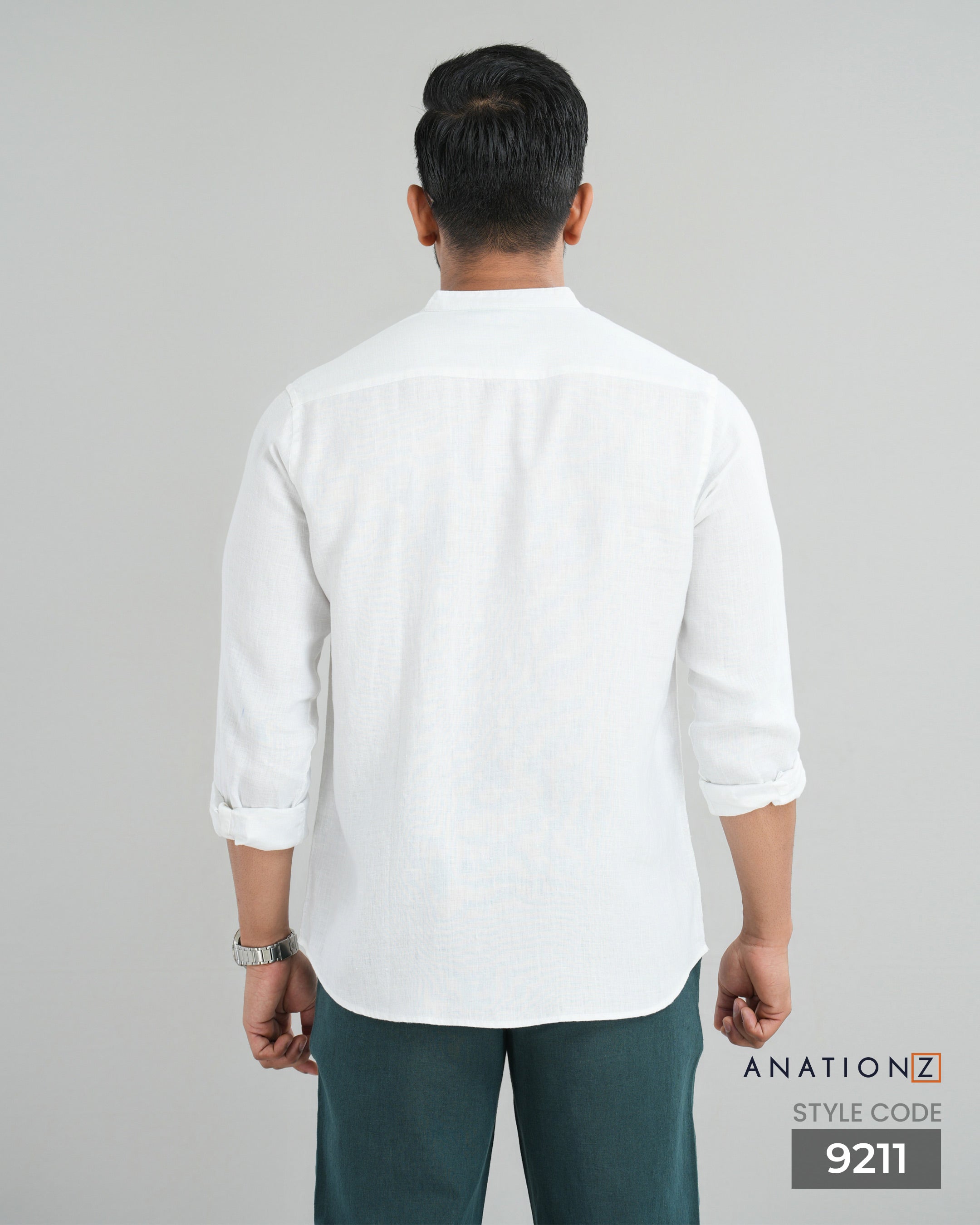 Premium Hemp Long Sleeve Mandarin Collar Shirt - White
