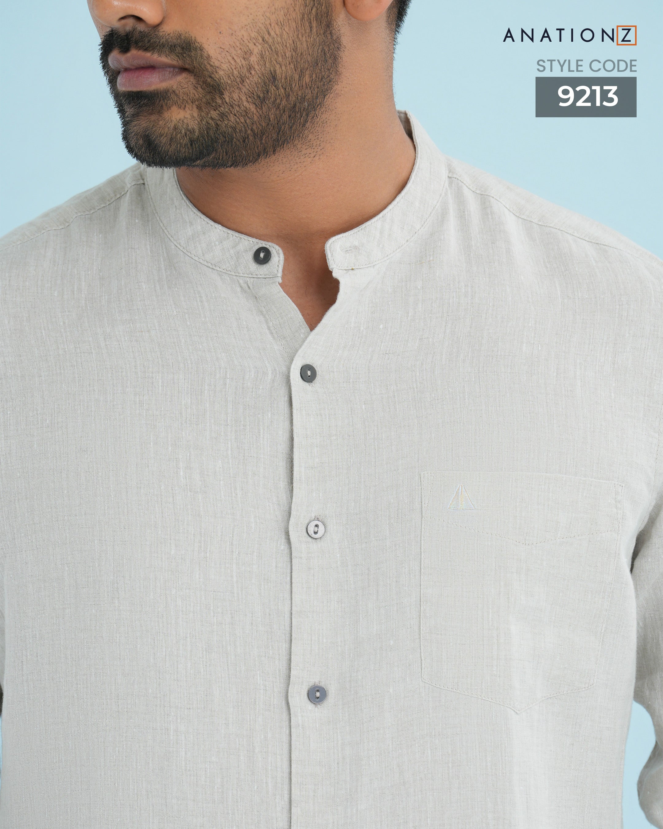 AnationZ Reserve Hemp Chinese Collar Shirt - Raw Canvas Sri Lanka