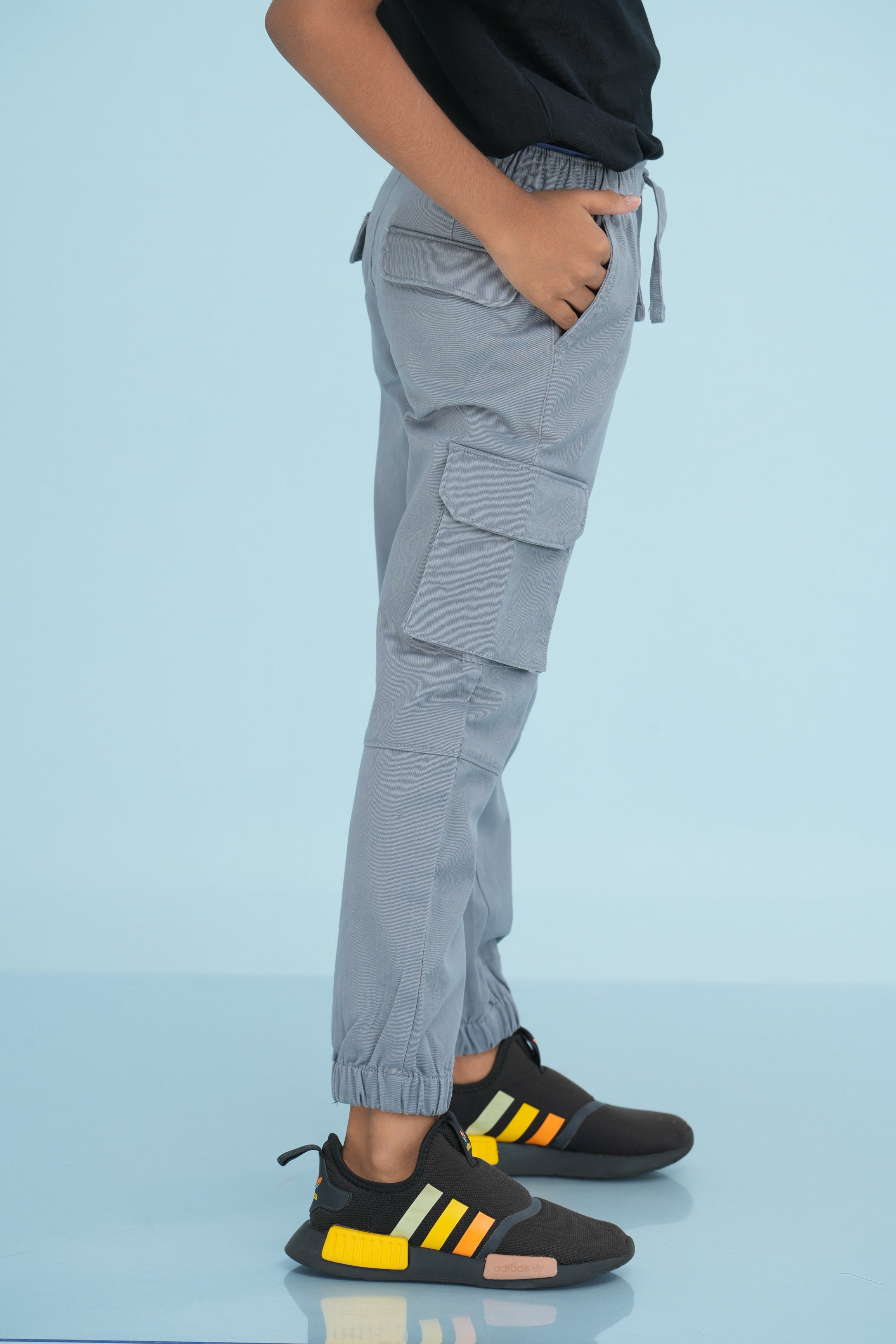 Kids' Twill Essential Cargo Pant – Light Grey | AnationZ Junior