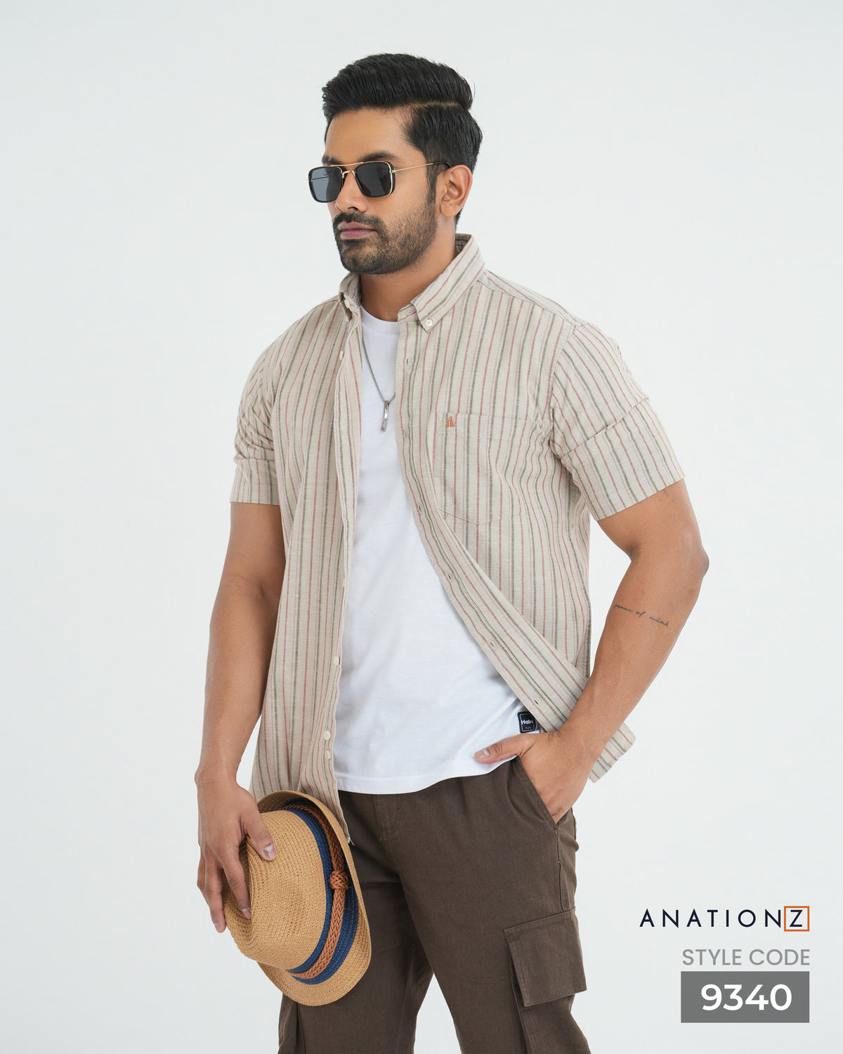 AnationZ Heritage Linen Button-Down Shirt - Warm Sand Sri Lanka