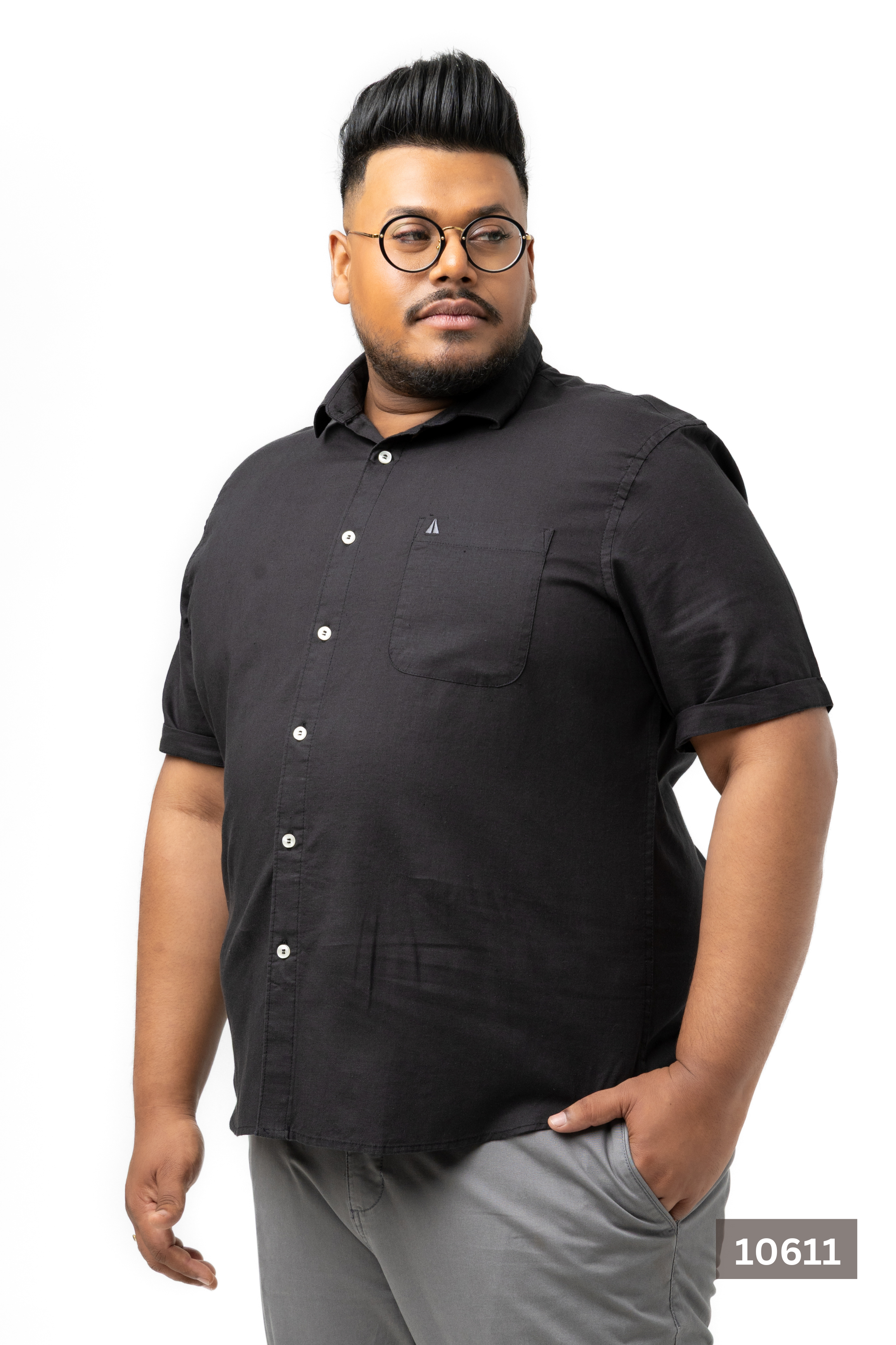 Plus Size Linen Cotton Shirt – Jet Black | AnationZ