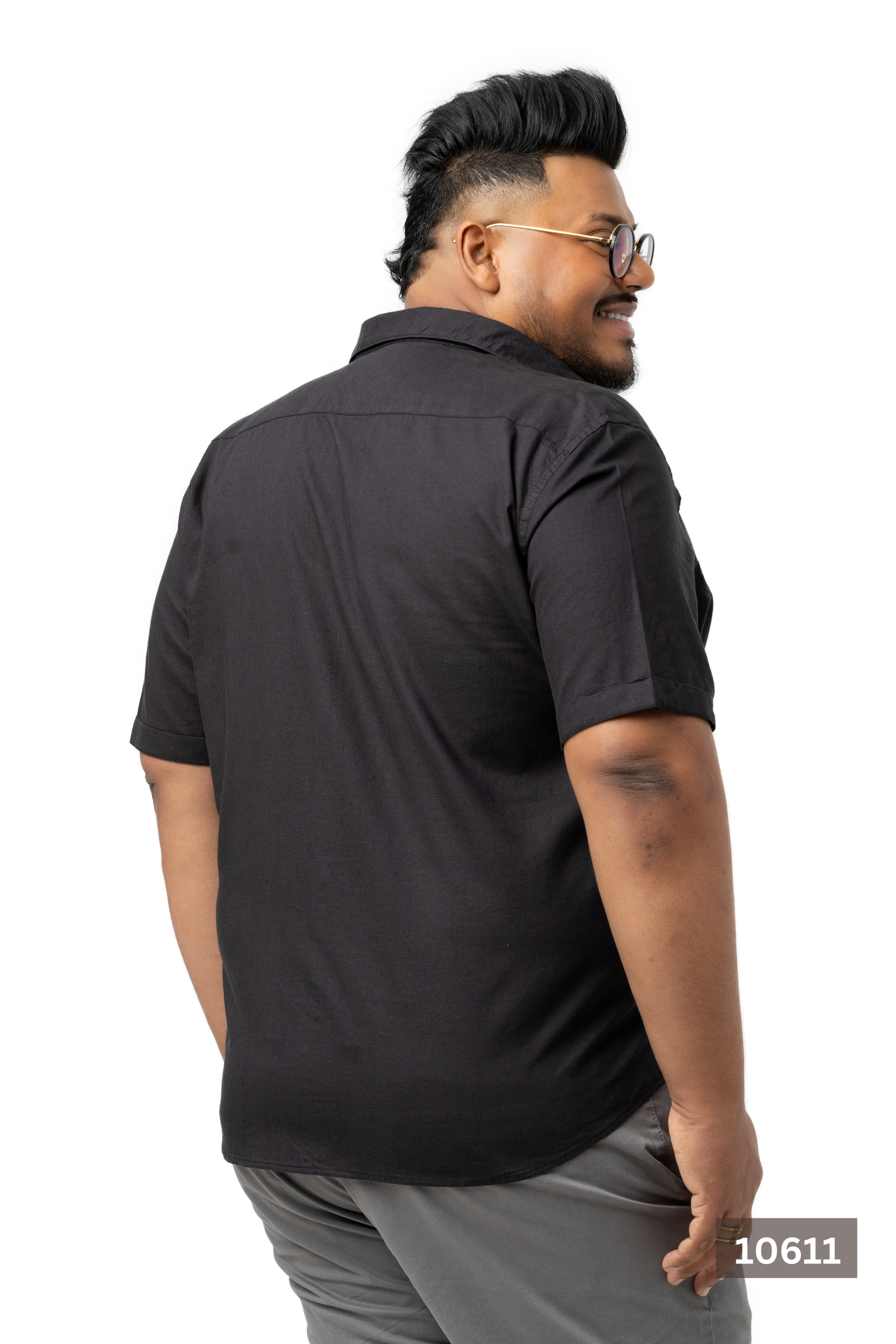 Plus Size Linen Cotton Shirt – Jet Black | AnationZ