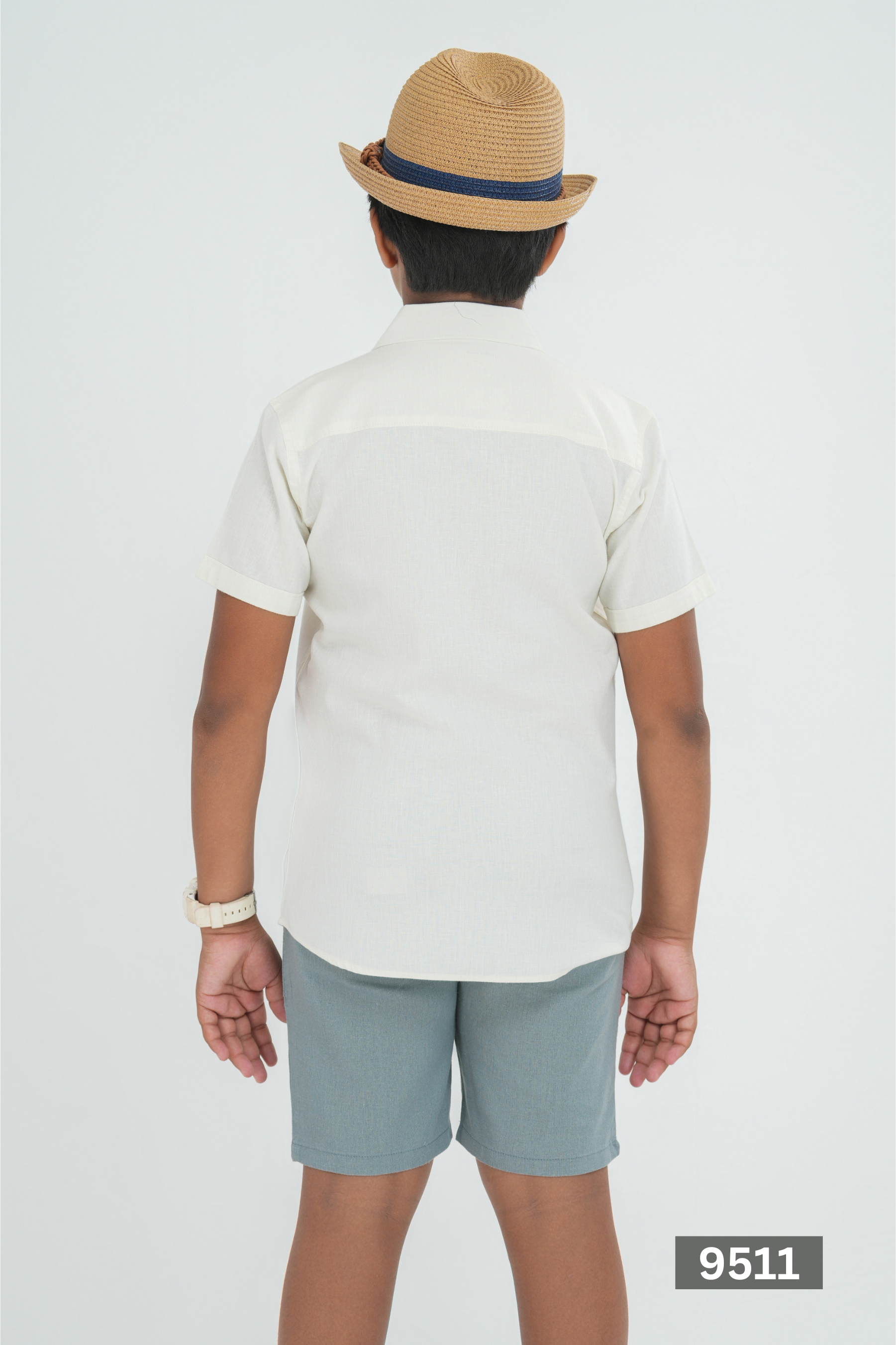 Kids' Linen Normal Collar Shirt – Natural Sand | AnationZ Junior