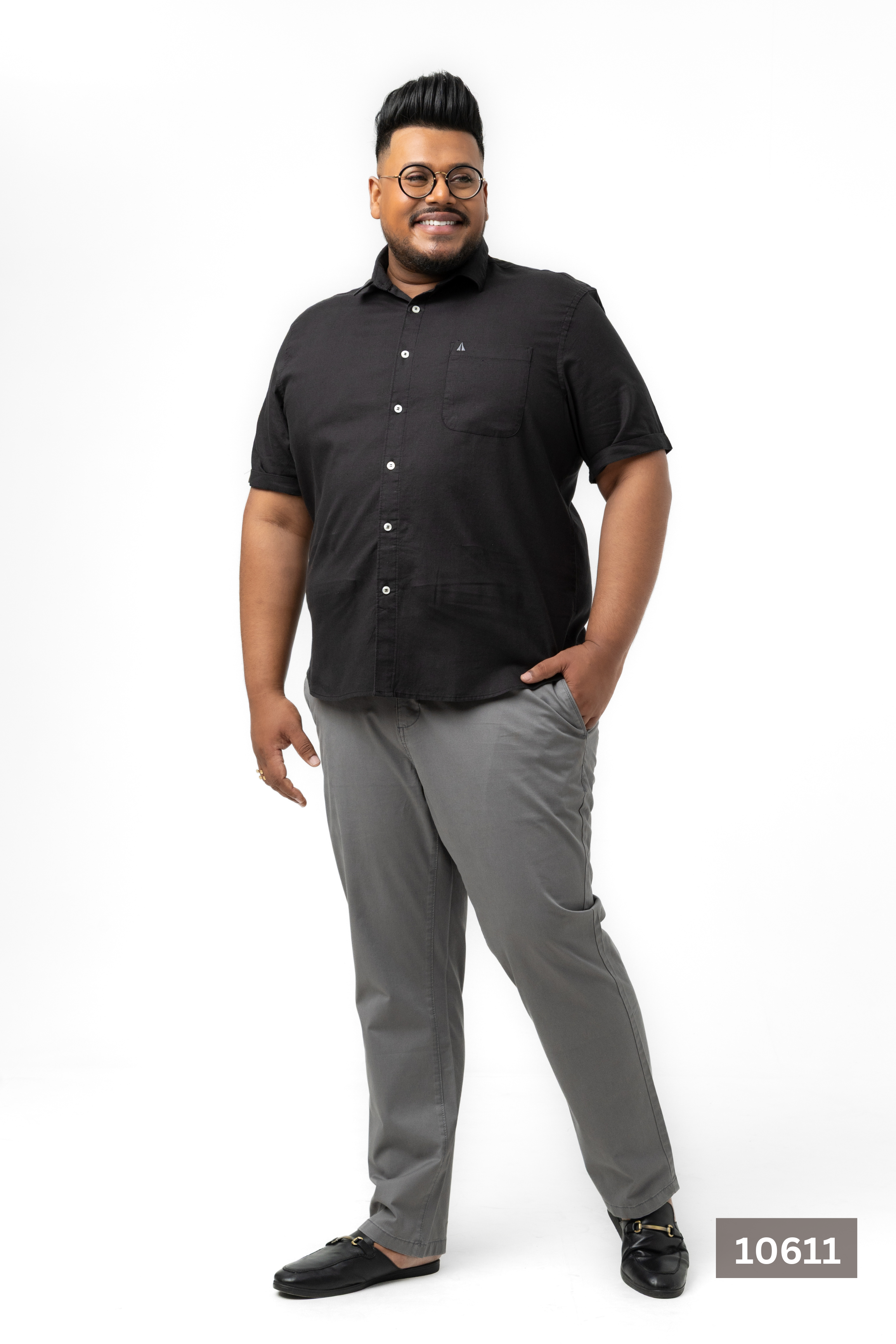 Plus Size Linen Cotton Shirt – Jet Black | AnationZ