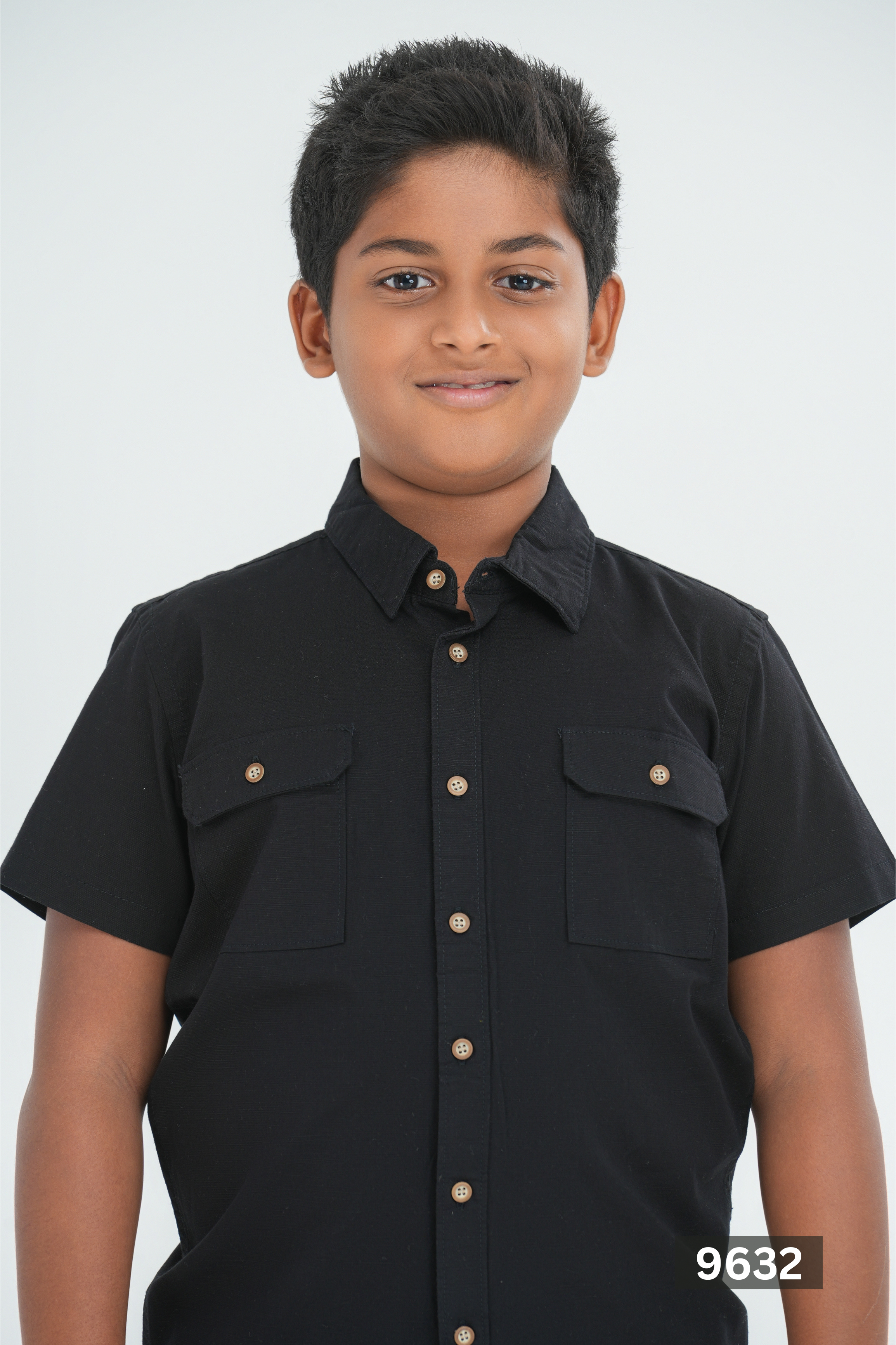 Kids' Cotton Shirt with Double Pocket Flap – Black | AnationZ Junior