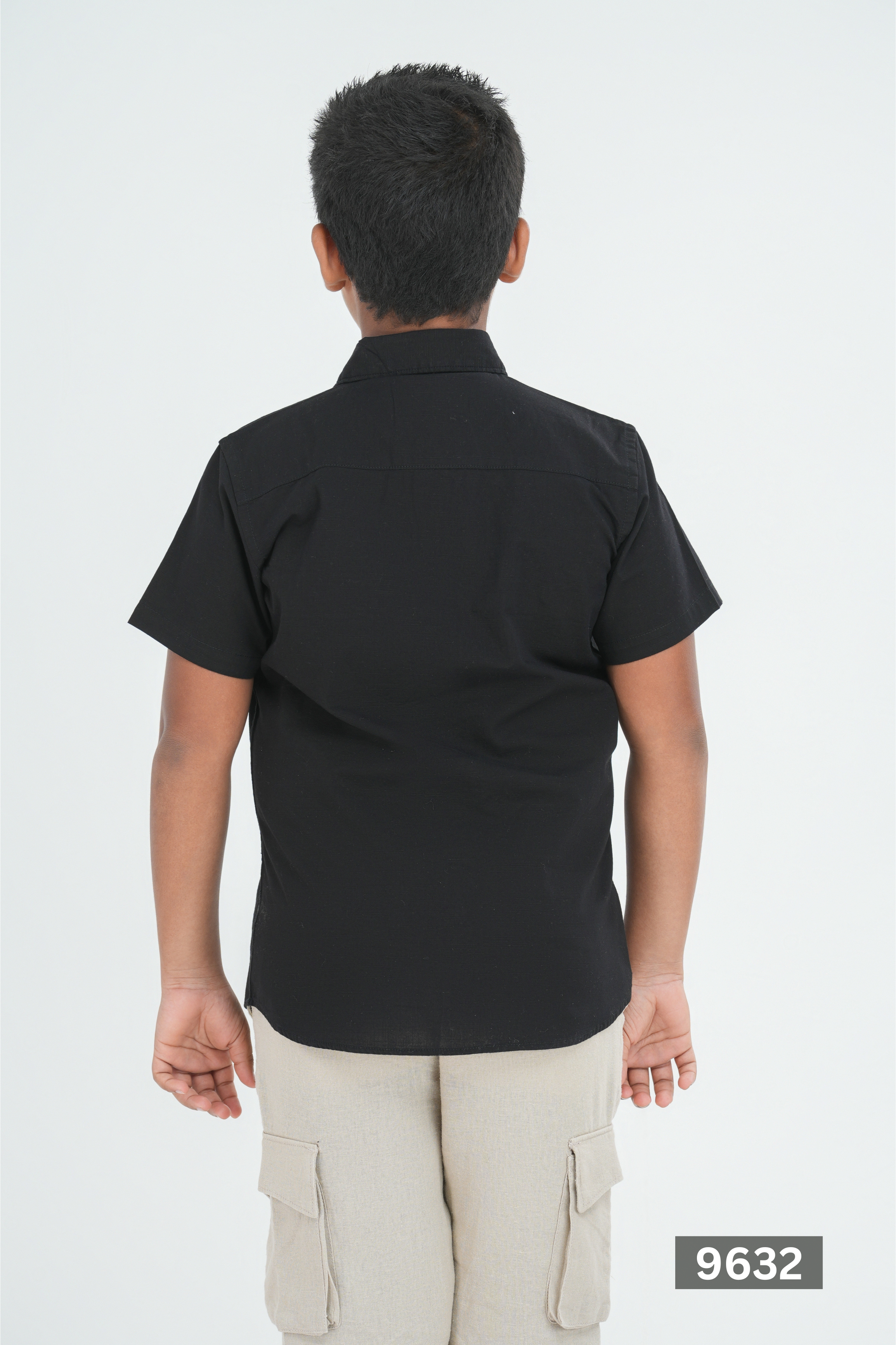 Kids' Cotton Shirt with Double Pocket Flap – Black | AnationZ Junior