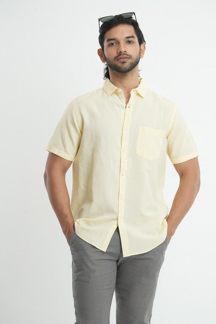Bamboo Linen Shirt - Pastel Yellow