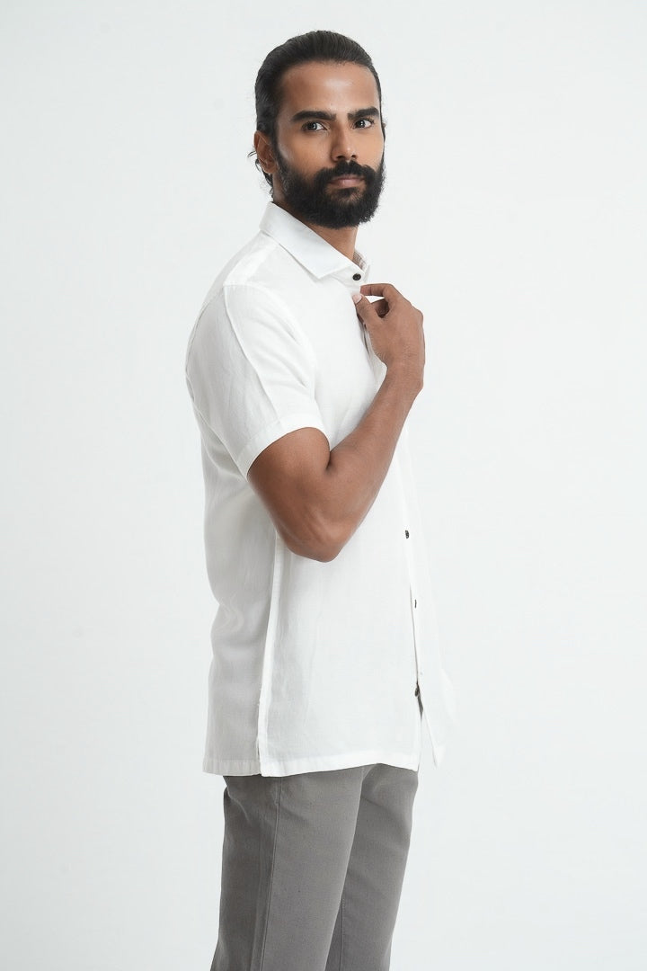Straight Cut Tencil Hemp Shirt - White