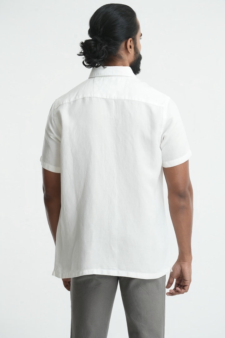 Straight Cut Tencil Hemp Shirt - White