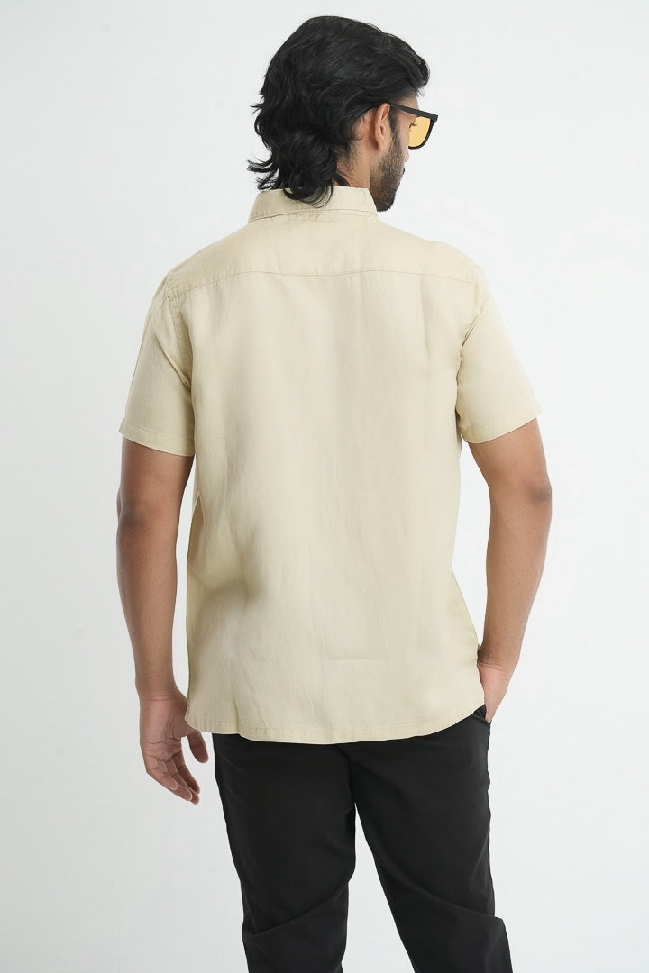 Straight Cut Tencil Hemp Shirt - Light Brown