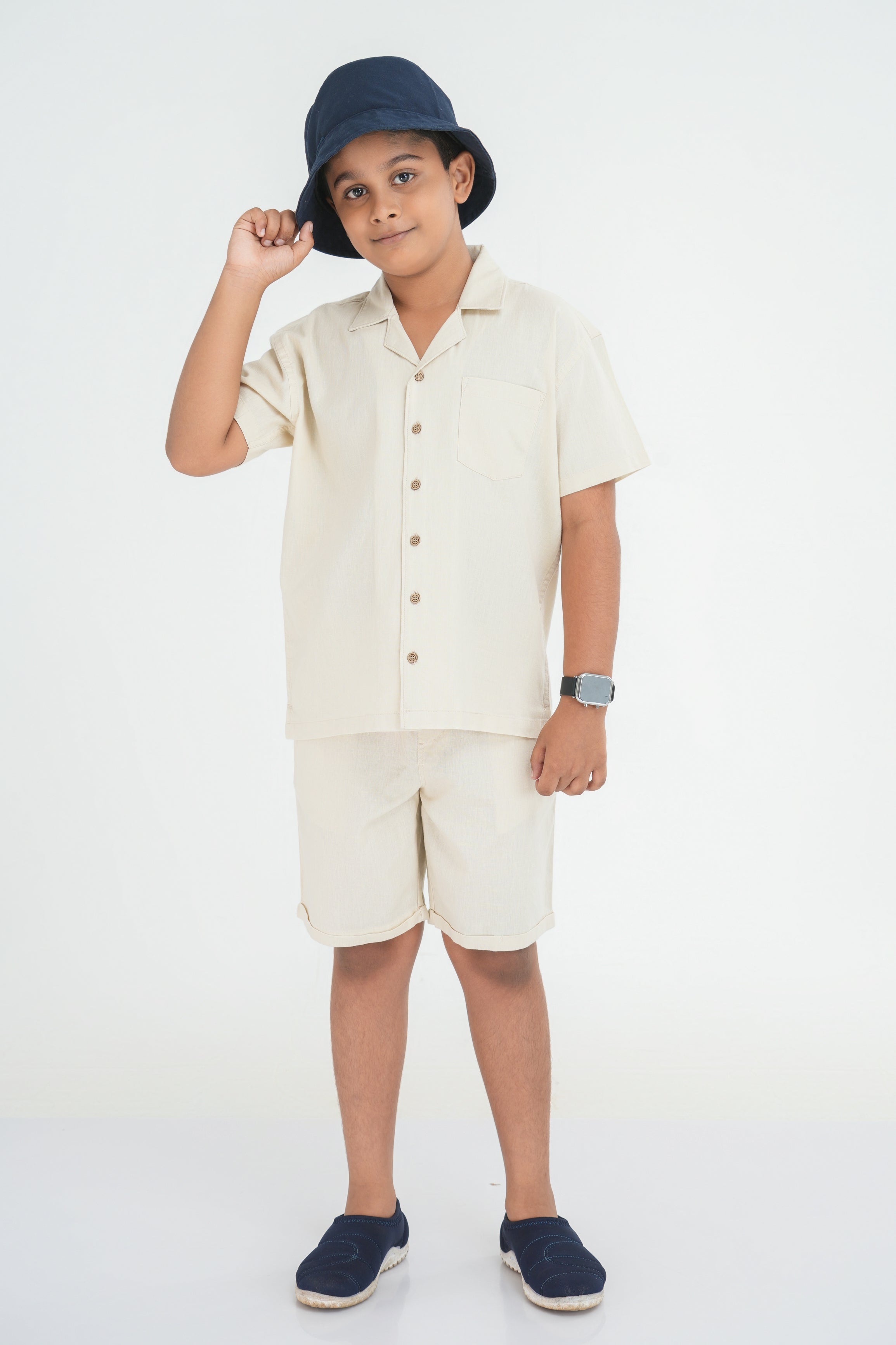 Kids' Linen Co-ord Set – Natural Sand | AnationZ Junior