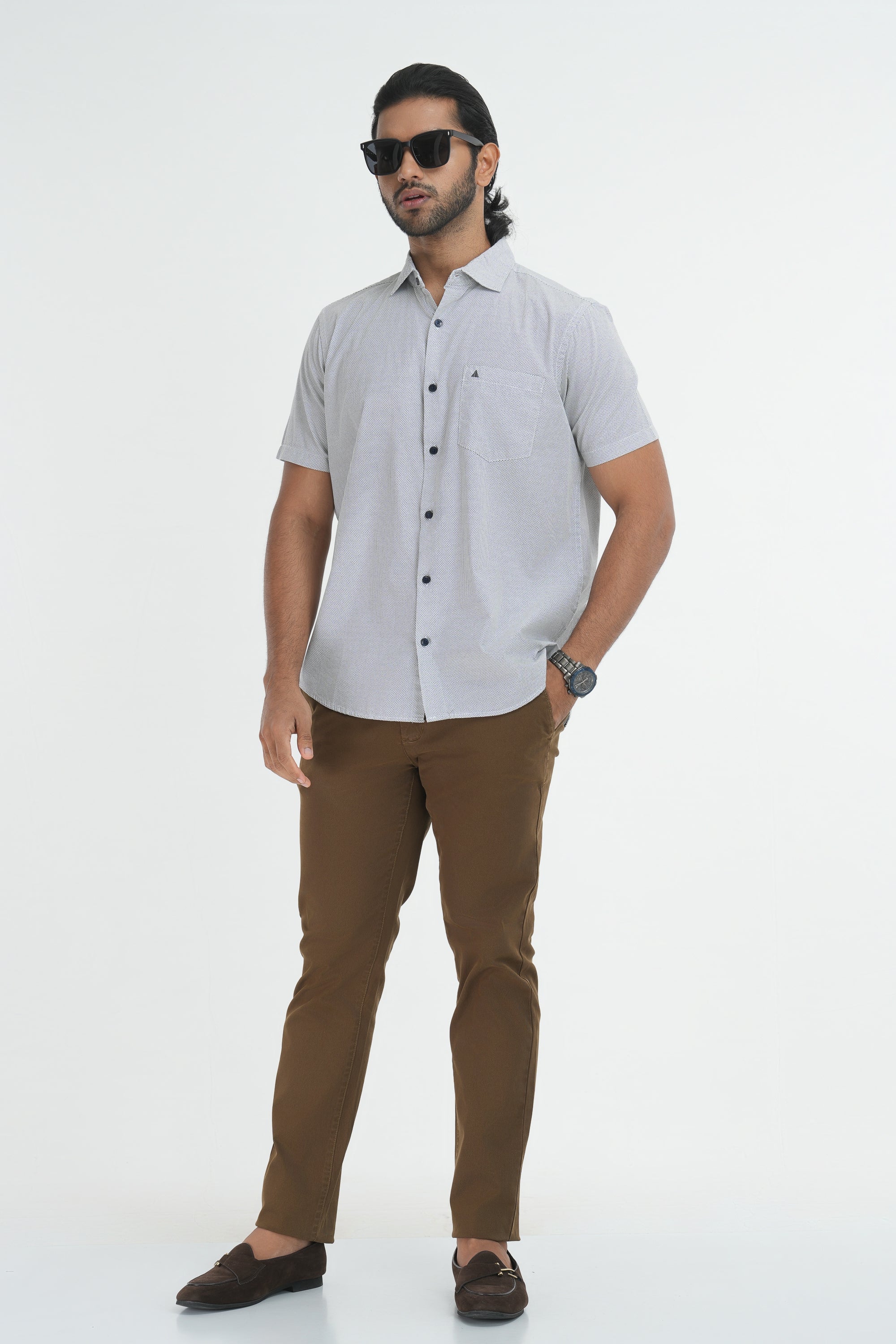 Printed Cotton Shirt - White