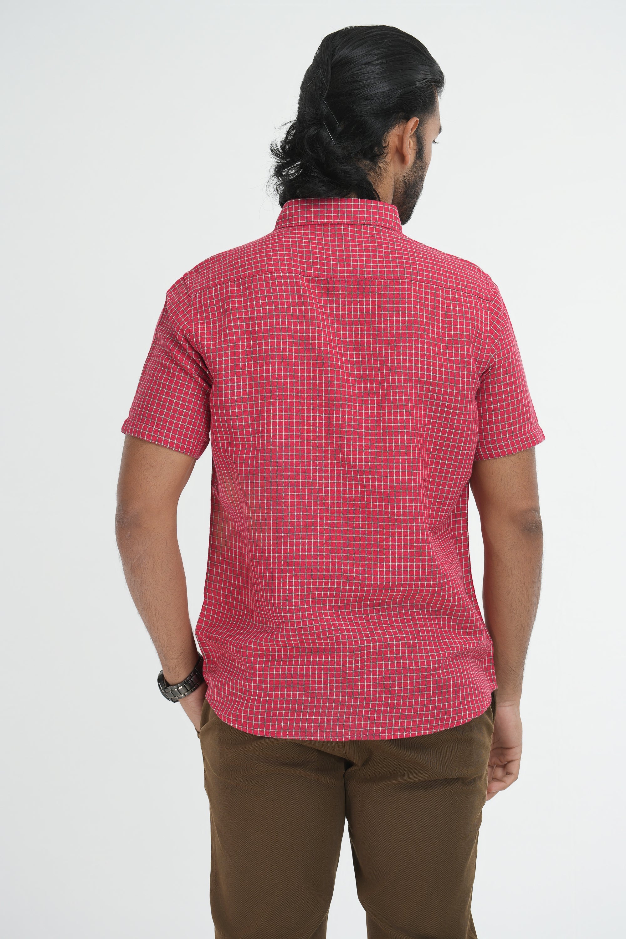 Linen Cotton Checks Shirt - Pink