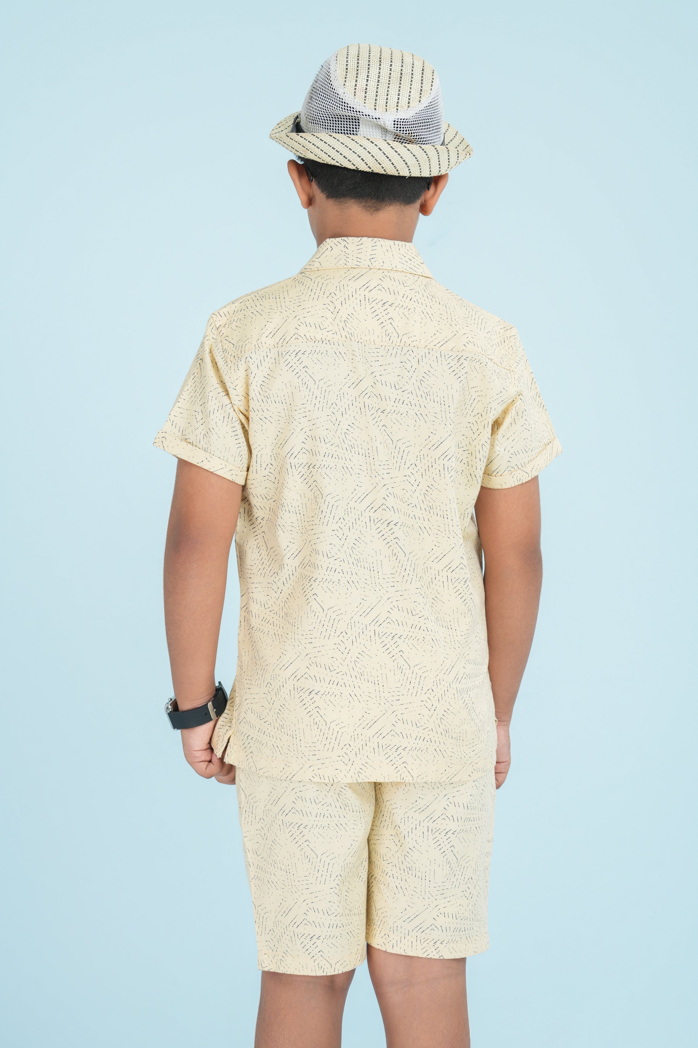 Kids' Linen Cotton Shirt & Shorts Set – Beige | AnationZ Junior
