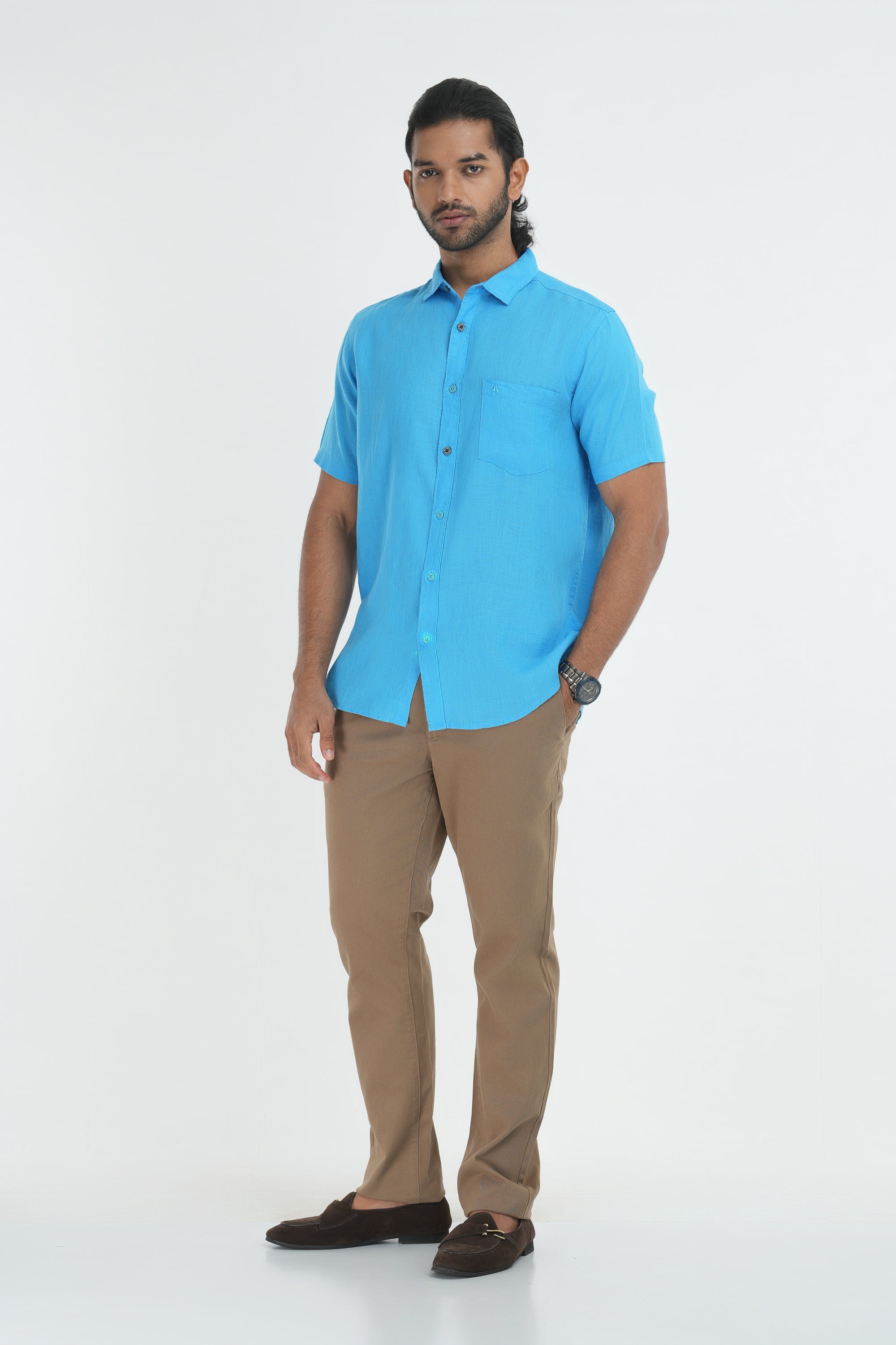100% Linen Shirt - Sky Blue