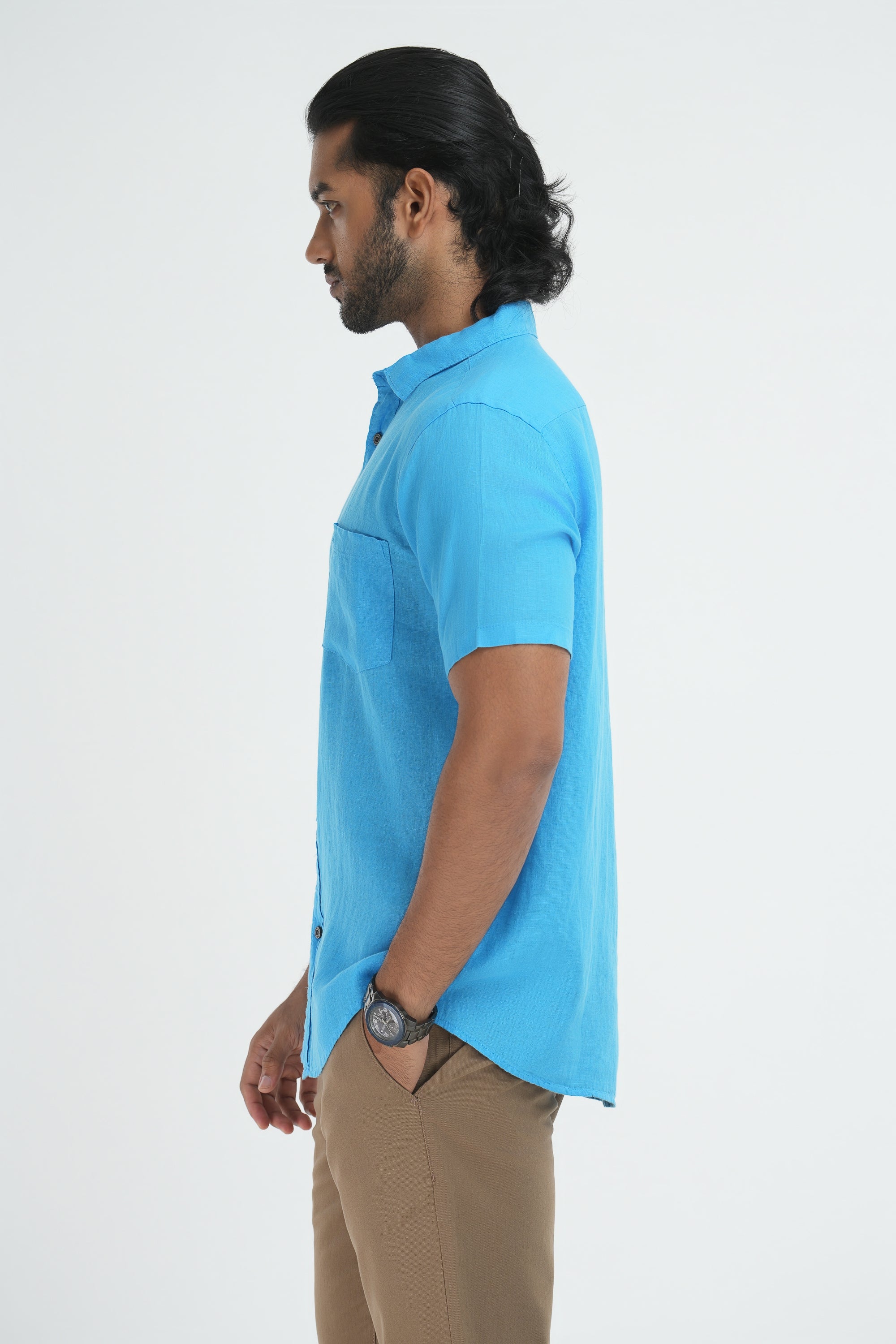 100% Linen Shirt - Sky Blue