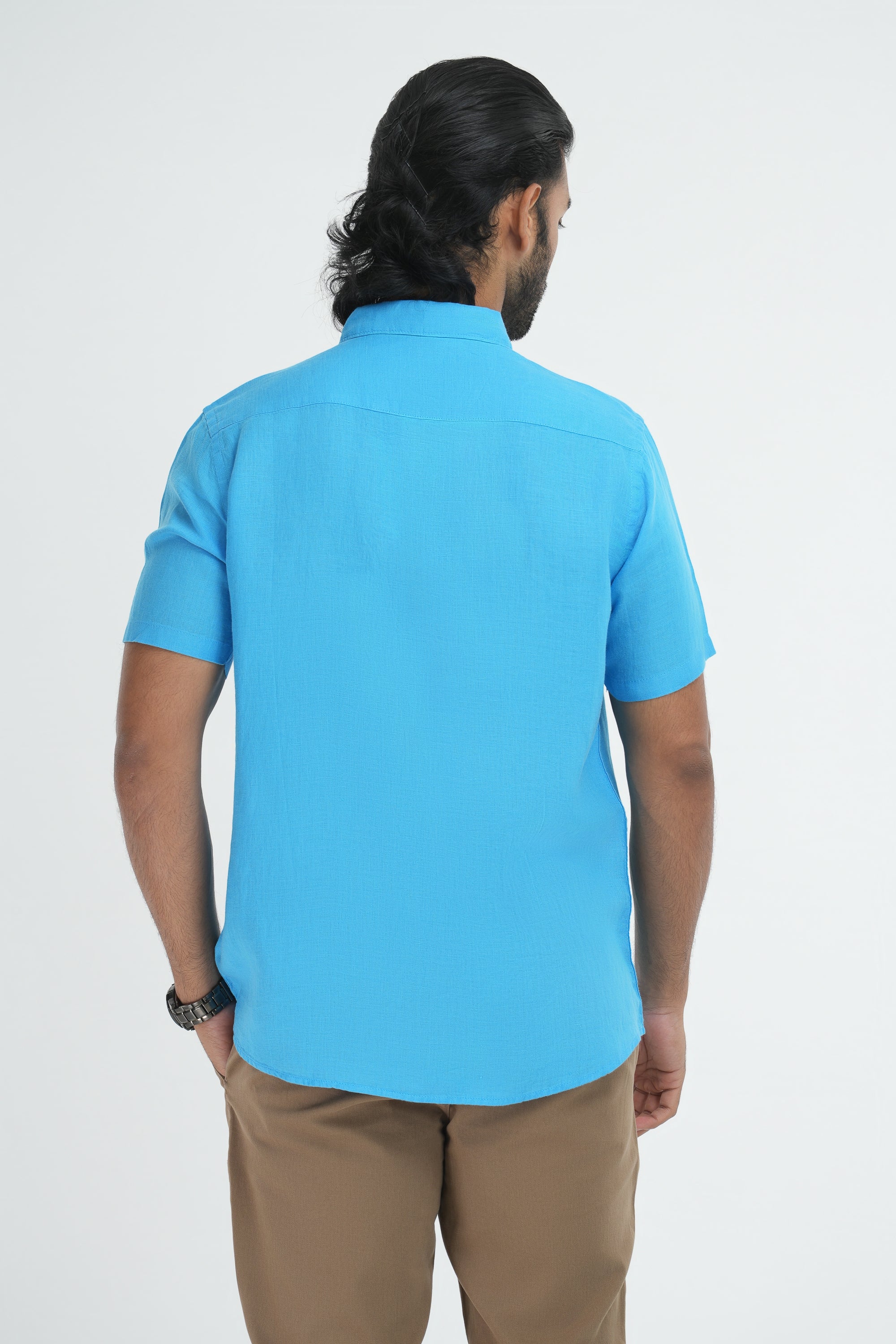 100% Linen Shirt - Sky Blue