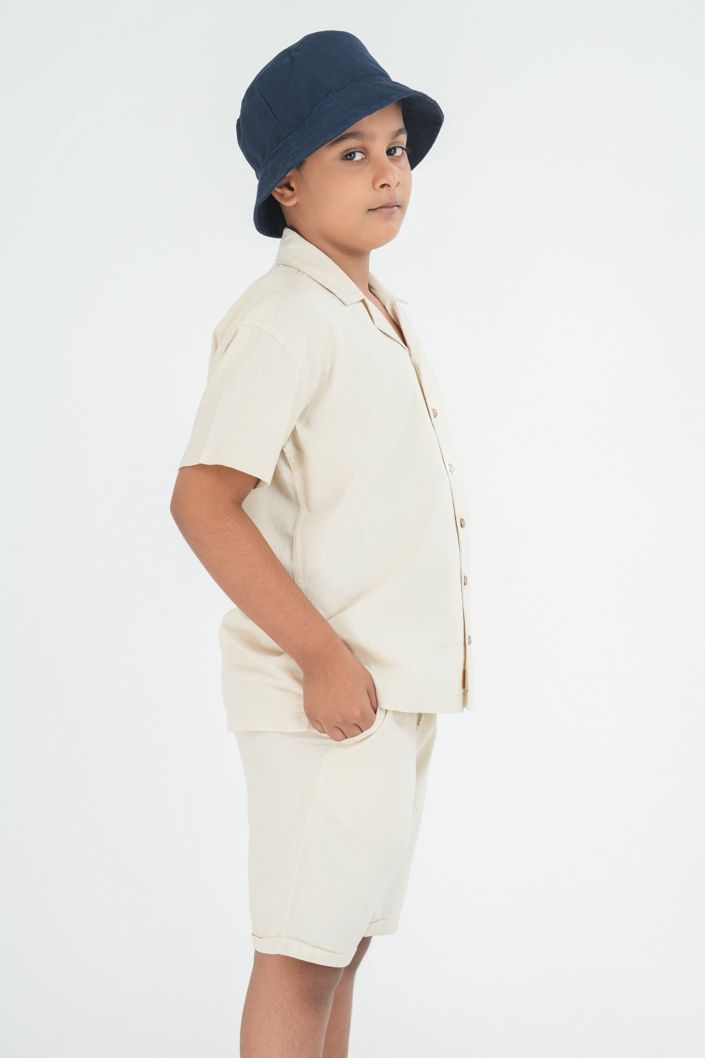 Kids' Linen Co-ord Set – Natural Sand | AnationZ Junior