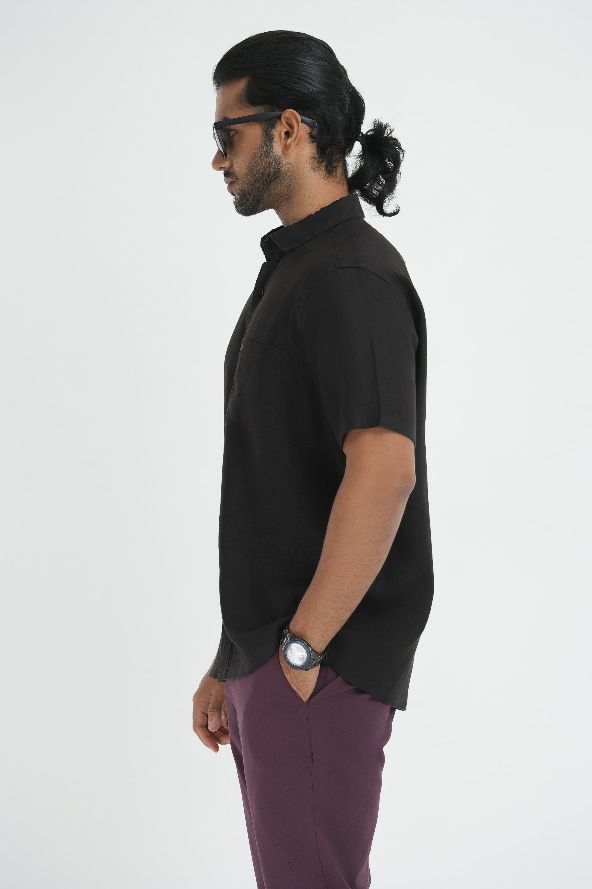 100% Linen Shirt - Black
