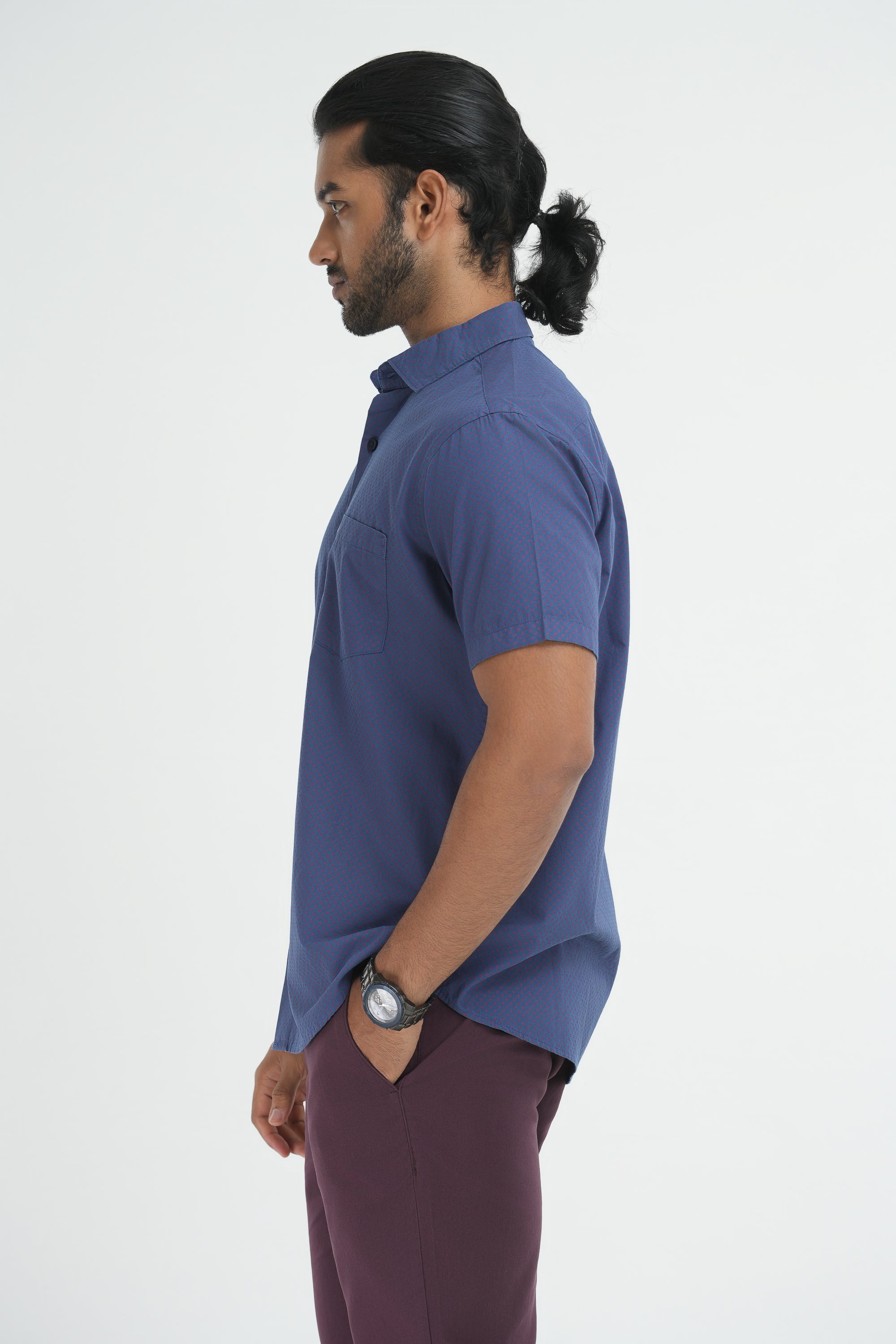 Printed Cotton Shirt - Blue