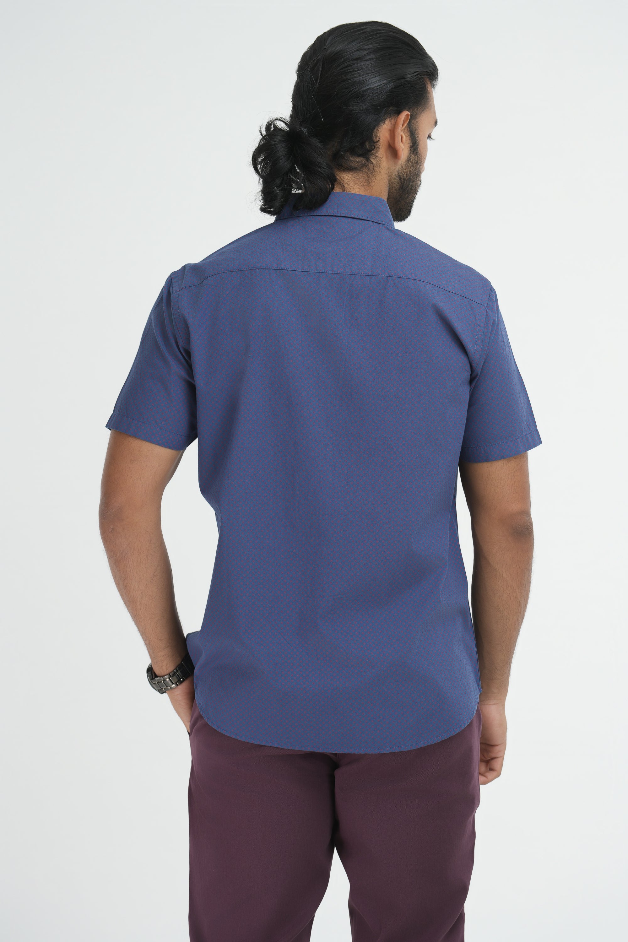 Printed Cotton Shirt - Blue